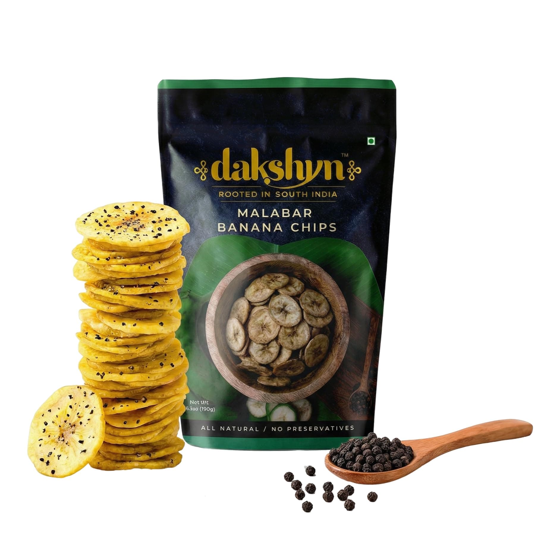 Dakshyn Malabar Salt n Pepper Banana Wafer Chips with Rock Salt (200g x Pack of 2) | Jain Snacks For Fasting Upvas | Oil Free Snacks | Healthy, Gluten Free, Vegan, Plant Based | Falahari Snack — image 2