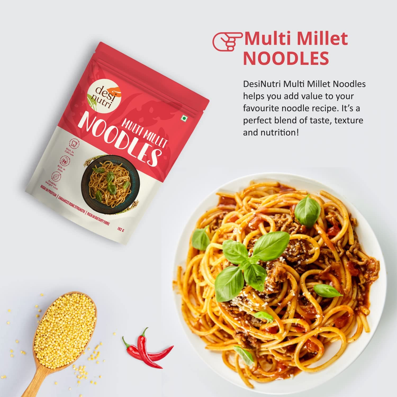 Desi Nutri Multi Millet Noodles | Ready to Eat Noodles | 192 gms | Rich in Iron & Calcium — image 5