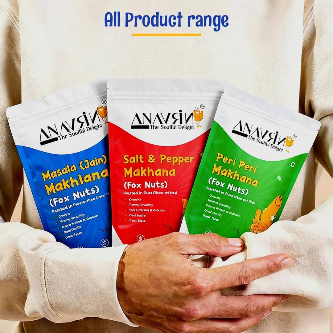 ANAVRIN Masala Jain Makhana, 120gm | Roasted, Not Fried | High Protein & Calcium | Phool Makhana, Namkeen Snacks | Gluten Free, Zero Cholesterol | Crunchy, Healthy Snacks for Kids & Adults — image 8