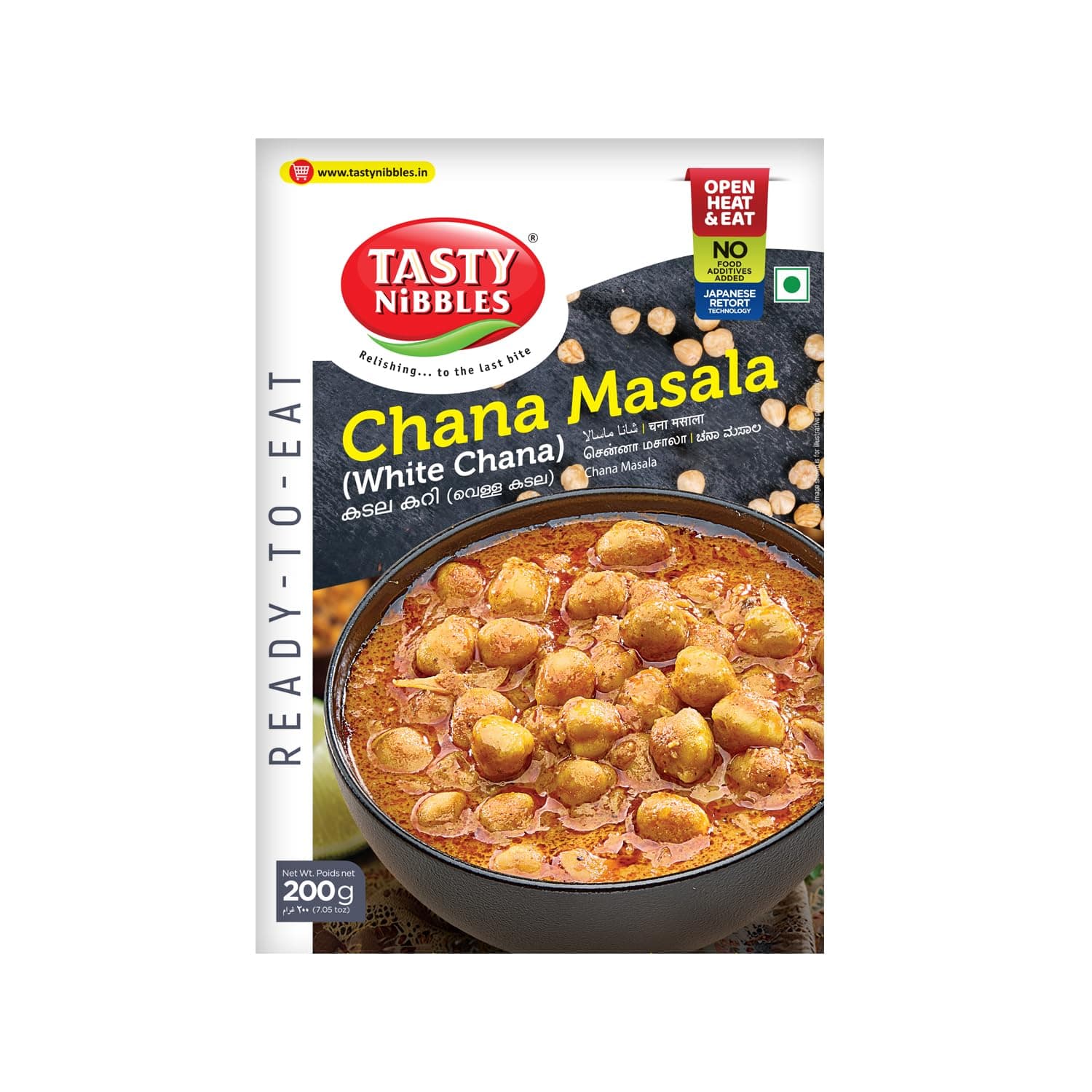 Tasty Nibbles Ready to Eat Chana Masala 200g | Open Heat & Eat | Vegetarian | No Added Preservatives | Japanese Retort Technology [Pack of 1]