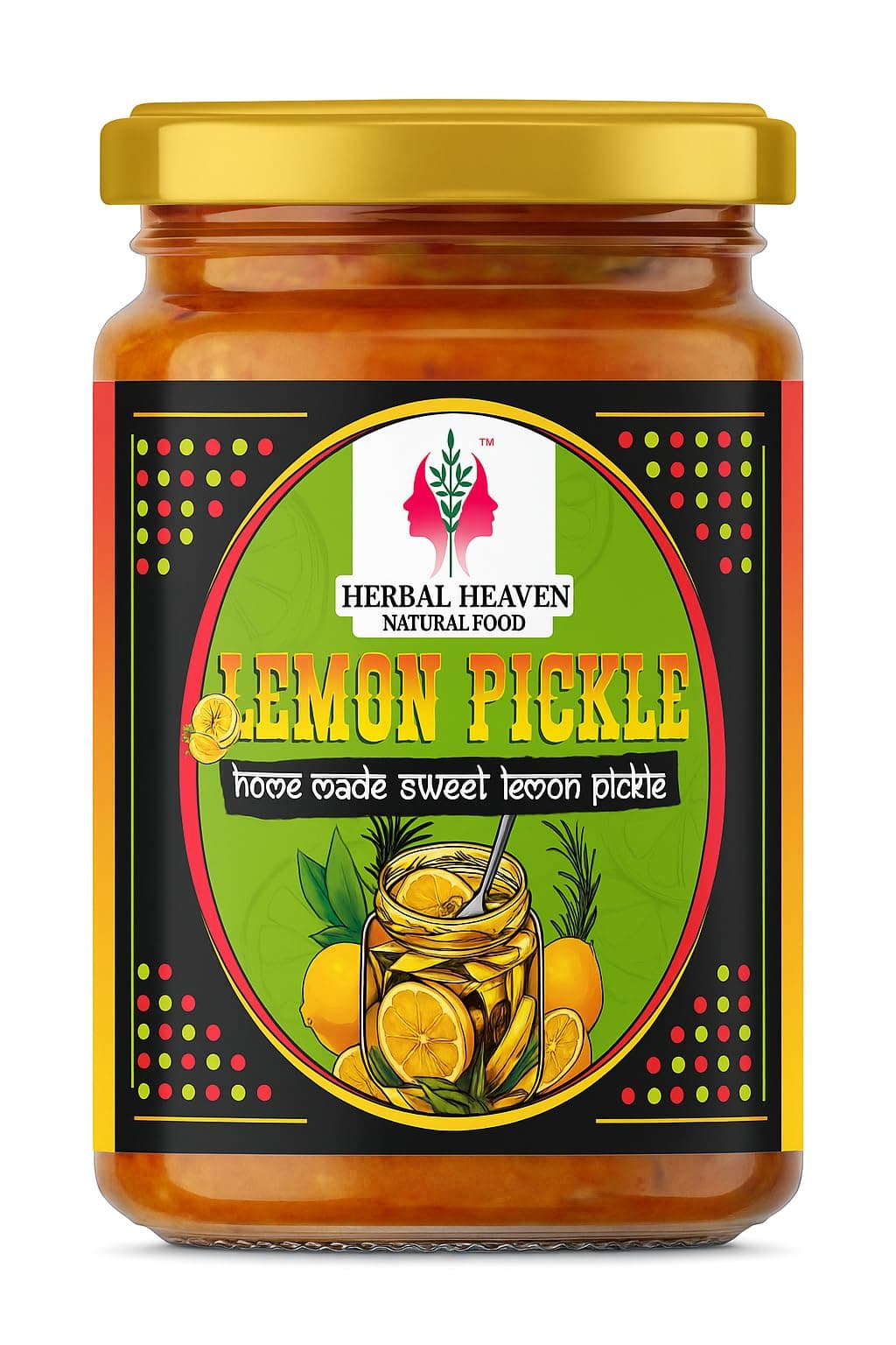 Herbal Heaven NATURAL FOOD Homemade Lemon Pickle 100gm | Sweet & Sour Nimbu Ka Achaar | Authentic Lime Pickle with No Onion No Garlic | Natural Ingredients with No Artificial Preservative