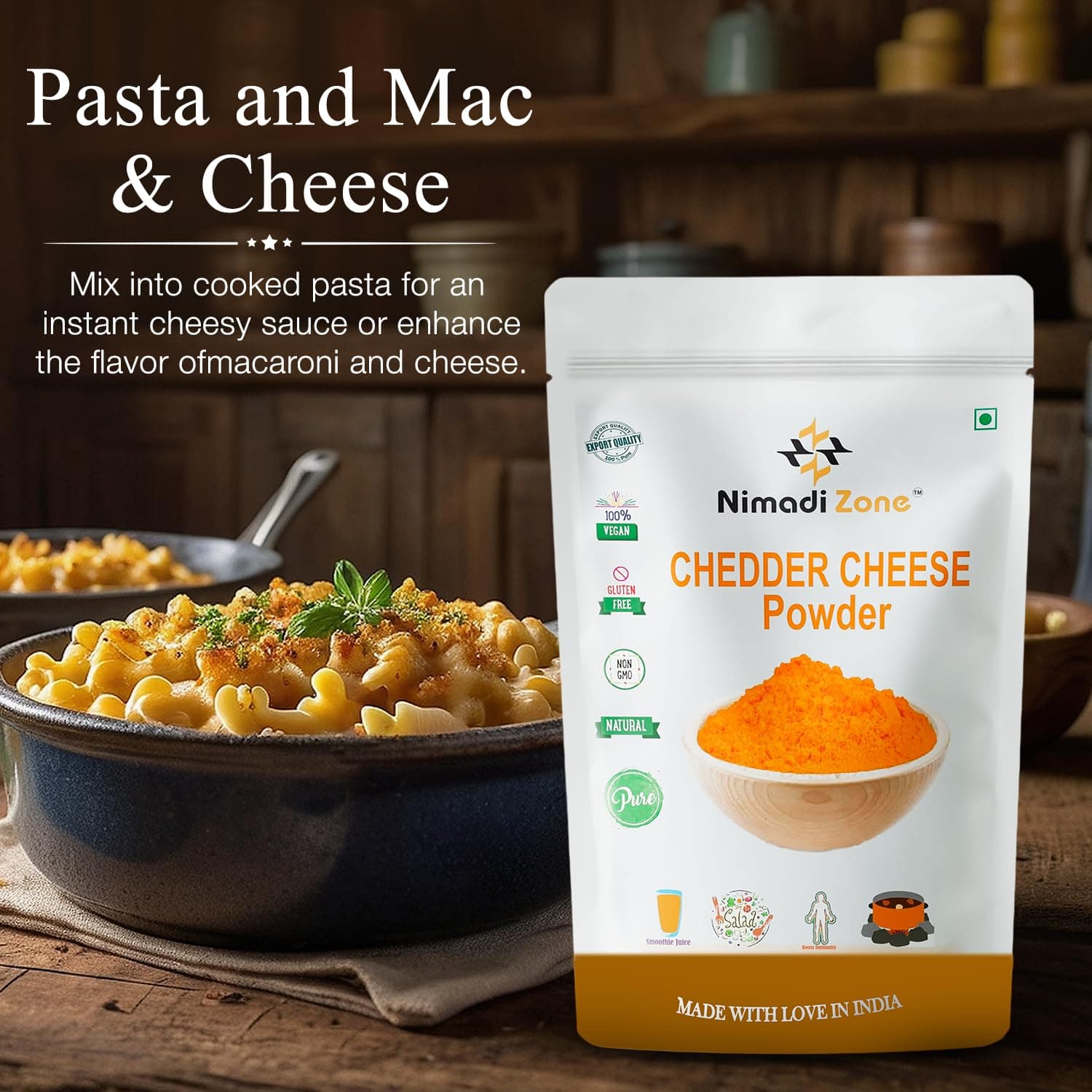 Cheddar Cheese Powder | Cheese Powder for Popcorn - 500 GM X 2 = 1 KG By Nimadi Zone — image 3