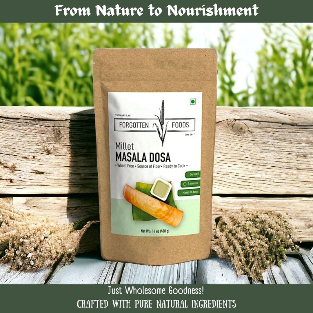 Forgotten Foods Millet Masala Dosa 400g - Wheat Free Instant Dosa Mix with Kodo and Little Millets - High Fiber, Plant Proteins, Low GI, No Soda, No Preservatives - Makes 15 Dosas, Serves 5 — image 7