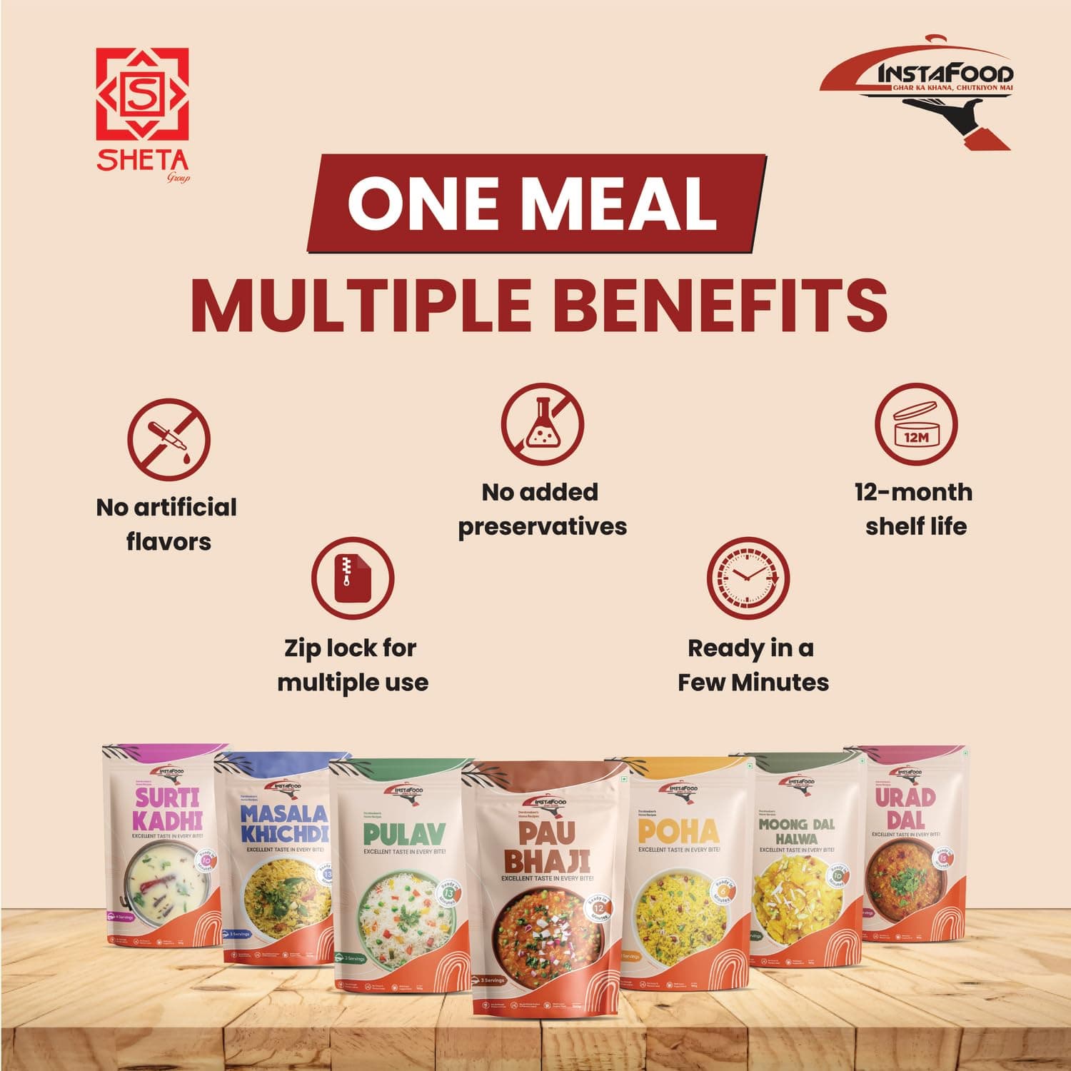 INSTAFOOD Breakfast Poha | Ready to Cook Meal | 2-3 Servings | Pack of 1 (150g) | After Cooking Gets 300GM to Serve | Zip Lock Packaging | Vegetarian Meal | Just Add Water and Cook — image 5