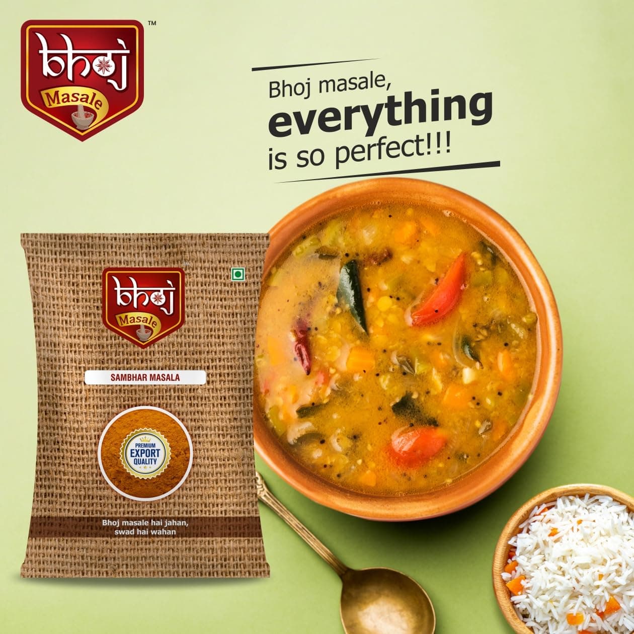 Bhoj Masale Sambhar - 100GM | Aromatic Spice for Flavorful Indian Cooking | For Flavorful Cooking | No Artificial Flavor Added. No onion and no garlic added (Jain Masala) — image 4