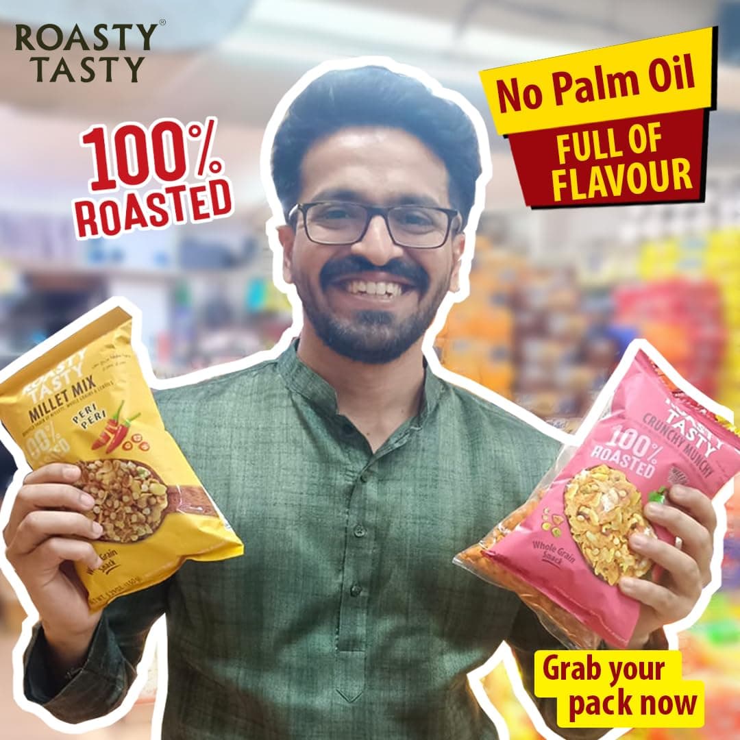 Roasty Tasty Crunchy Munchy 200g (Pack of 2) | Healthy Snack | No Onion No Garlic | Ideal Millet Namkeen for Kids & Adults | Low Calorie Snacks - Roasted Namkeen - No Cholesterol, No Transfat Diet Mixture in Peri Peri Masala | Millet Snacks Items — image 5