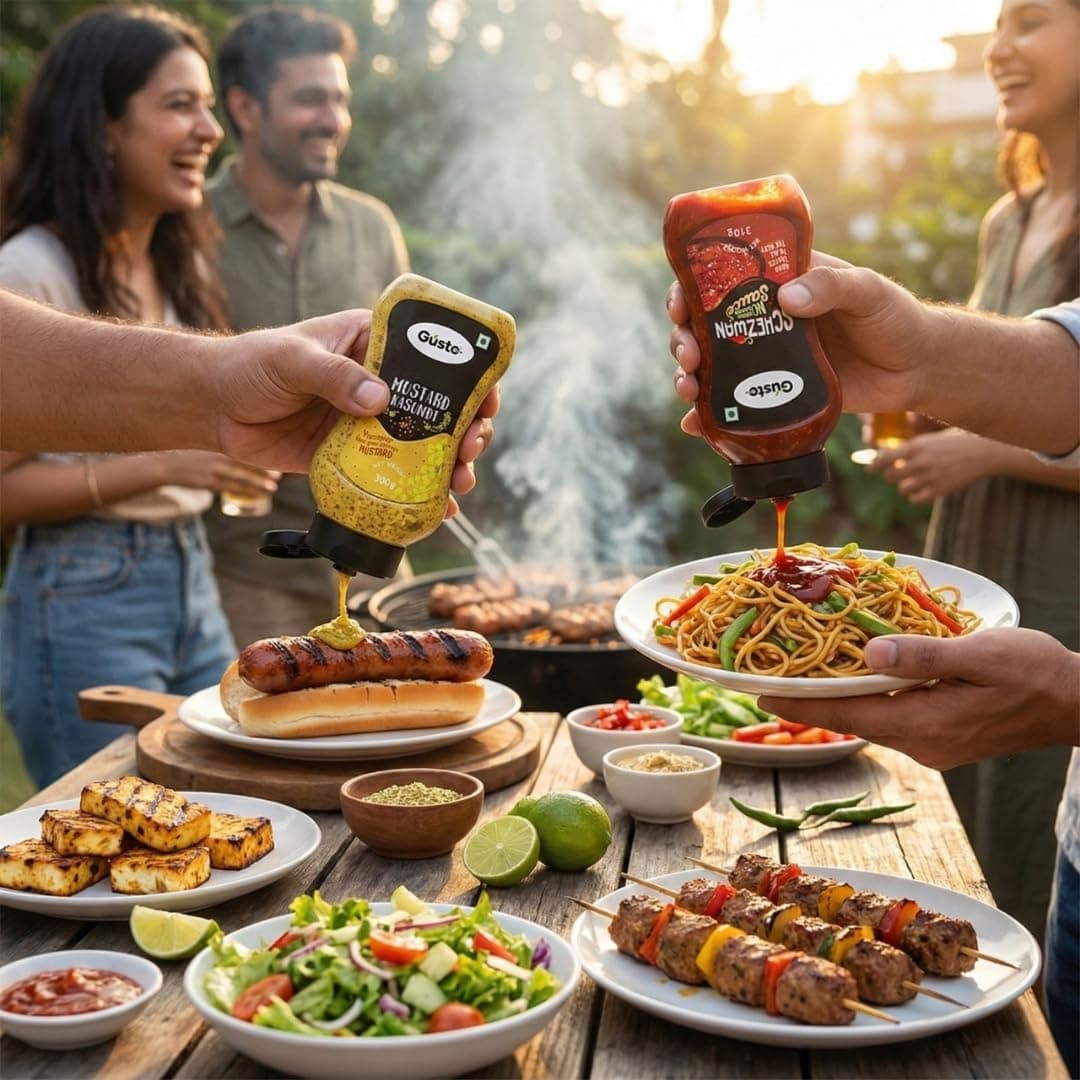 Gusto Foods Jain Sauce Combo | Schezwan Sauce and Mustard Kasundi | Zero Onion and Garlic | Spicy & Tangy | No chopping, grinding | No extra prep needed — image 7