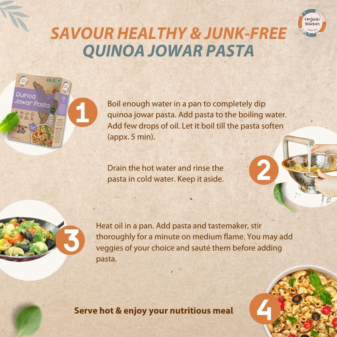 Organic Wisdom-Back to Roots Quinoa Jowar Macaroni, 180 g | Millet Pasta | No Maida | No MSG | No Refined Oil | High Protein & Fiber — image 5