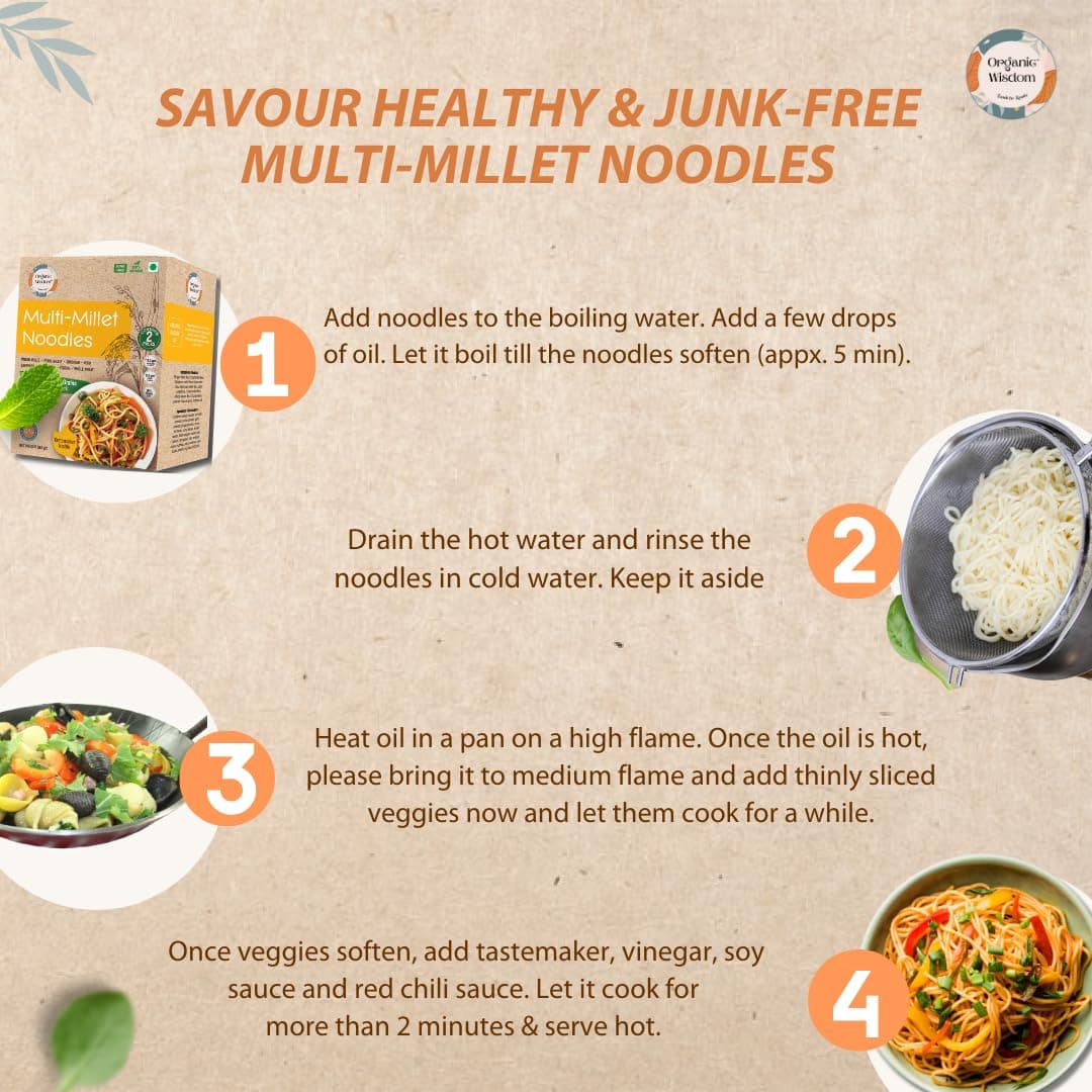 Organic Wisdom-Back to Roots Multi Millet Vegan Noodles | 384 Gm(Contains 2 Packs)| Made With 8 Super Grains | Not Fried - Sun Dried | Junk Free | No Maida, Msg or Refined Oil — image 8