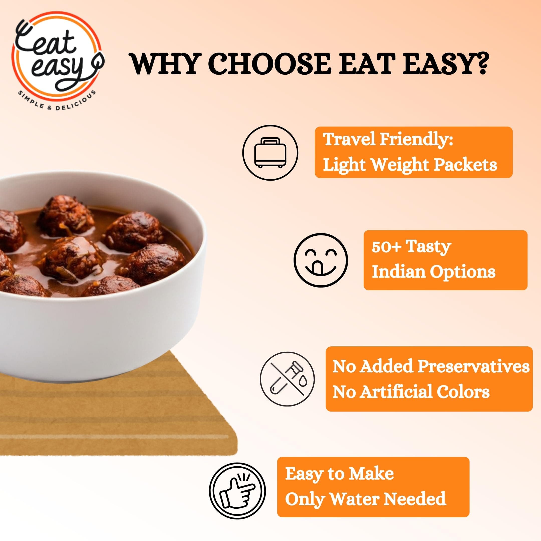 Eat Easy Instant Jain Veg Manchurian- 85gm(Pack of 2) | No Onion No Garlic, Just Add Hot Water | Freeze Dried Ready-to-Eat Indo-Chinese Meal | Travel Food, Office Lunch, Camping, Hostel Meals — image 6