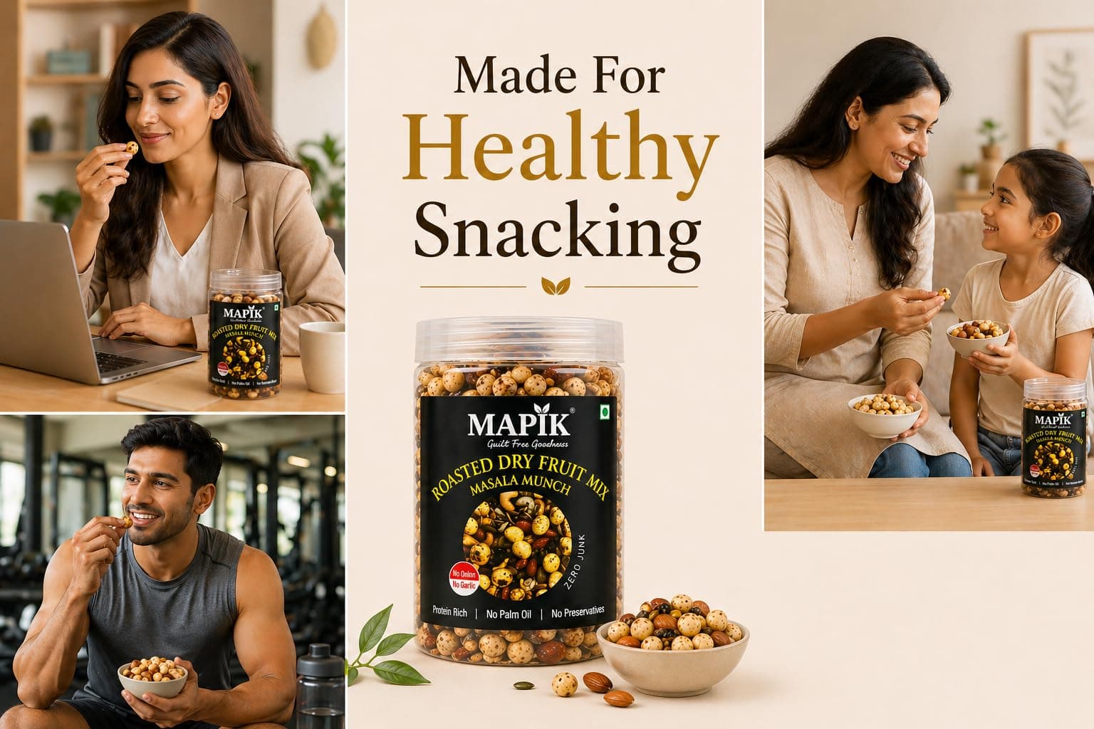 Mapik Roasted Dry Fruits Mix Masala Munch | Premium Trail Mix | Almond,Cashew,Seeds,Makhana & Dried Fruits | High Protein Crunchy Snack | No Palm Oil No Preservatives(200g) — image 6