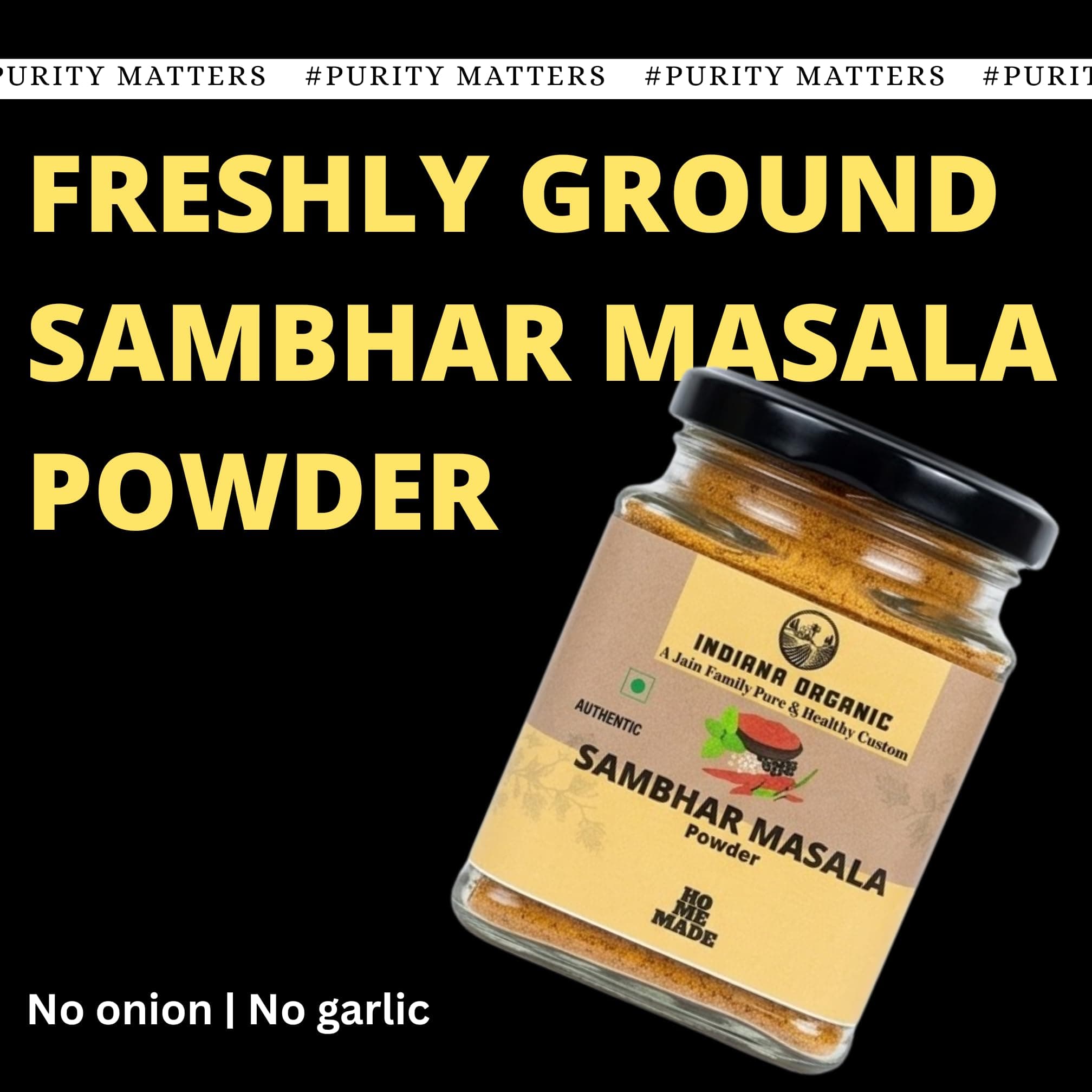 Indiana Organic Sambar Masala Powder -150 gram | No onion & garlic | freshly pack on order | Blend Of Hing, curry leaf, lentils and spices | No preservatives or clumping agent | Authentic South Indian Blend — image 4