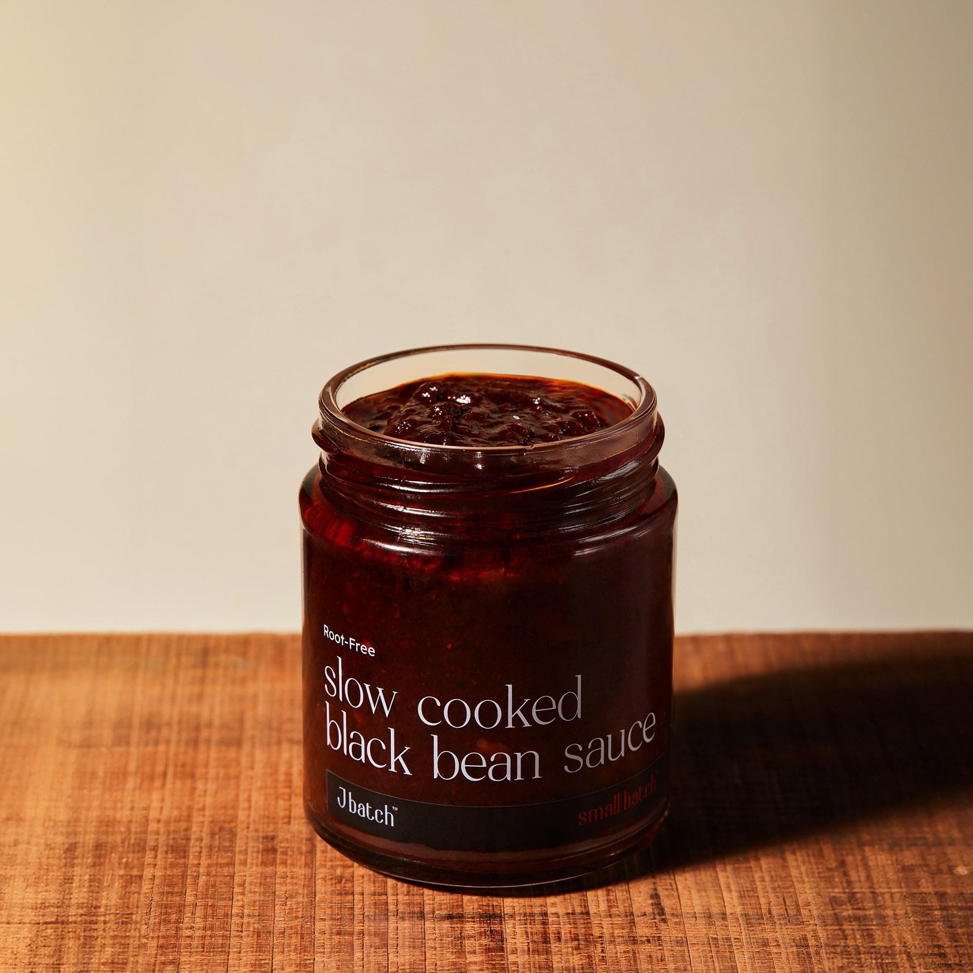 SMALLBATCH Root Free Slow Cooked Black Bean Sauce, Jain Friendly, No Onion No Garlic, Gourmet Condiment, Spread, Marinate, Saute, Stir-Fry, Dip, Tofu, Jbatch - 180gms