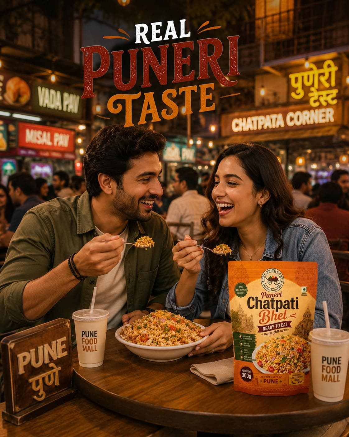 Pune's famous Chatpati Bhel Family Pack, Puffed Rice Savoury Mix with Green Chilli & Imlee Chutney, 300g Puneri chatpati bhel, no onion no garlic chutney so used as jain bhel also — image 3