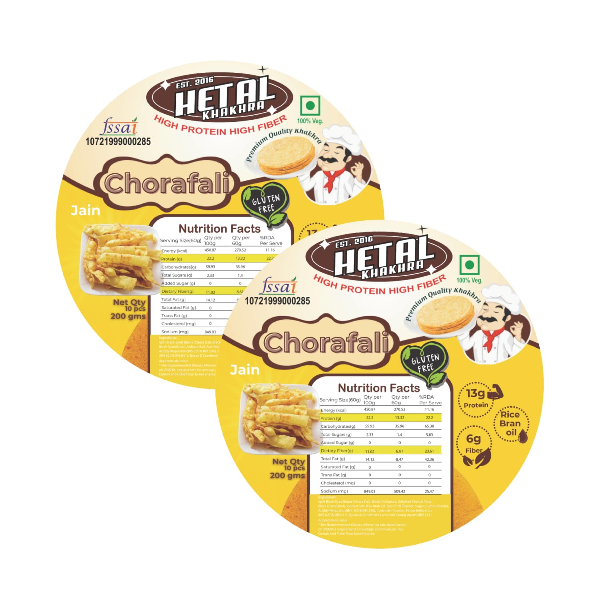 Chorafali Khakhra JAIN, Gluten Free, High Protein, Ready to Eat Snack, 200g, Pack of 2 — image 2