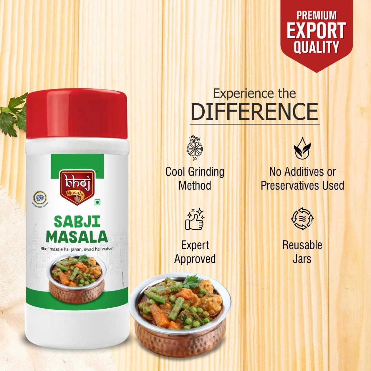 Bhoj Masale Sabji Masala Powder Net 450GM | Spices with Natural Ingredients For Healthy and Delicious Cooking. No colour, no preservatives, no onion & no garlic (Jain Masale) — image 5