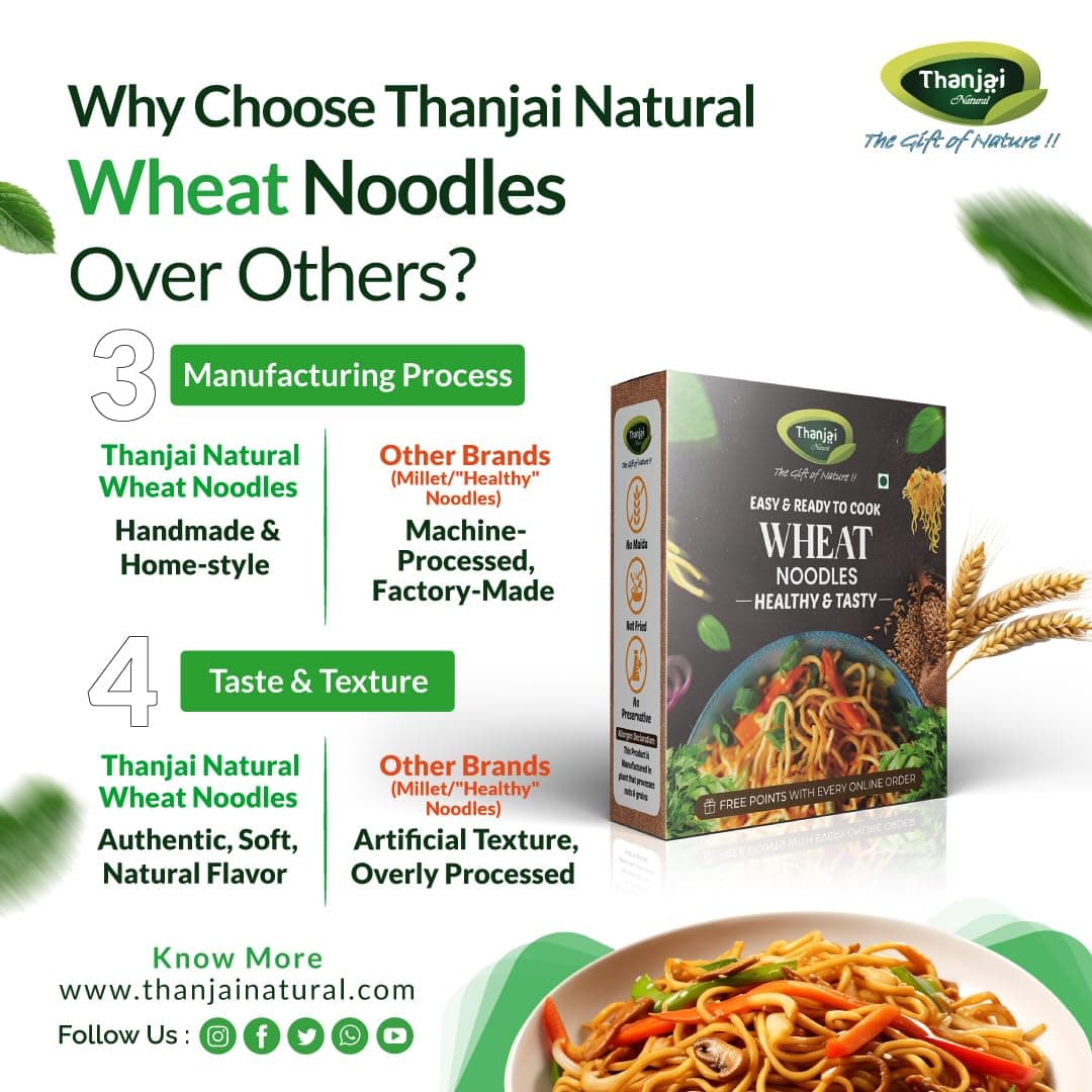 Thanjai Natural Wheat Noodles 180 Grams X 2 (360 Grams) of Homemade Natural Noodles(No Preservatives, No Maida, No Artificial Extract) — image 5