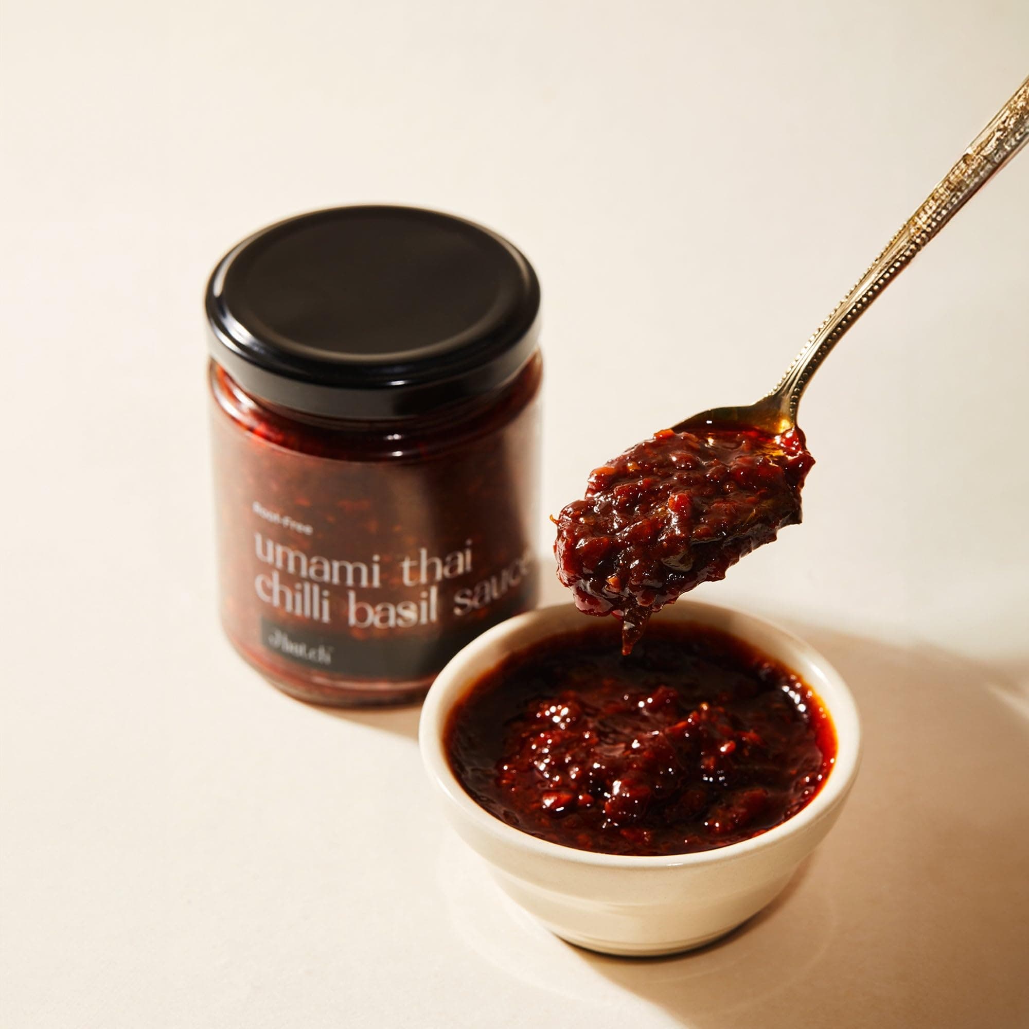 Small Batch Root Free Umami Thai Chilli Basil Sauce, Jain Friendly, No Onion No Garlic, Gourmet Condiment, Spread, Marinate, Saute, Stir-Fry, Dip, Paneer, Tofu, Roti, Pizza, Jbatch - 180gms — image 3