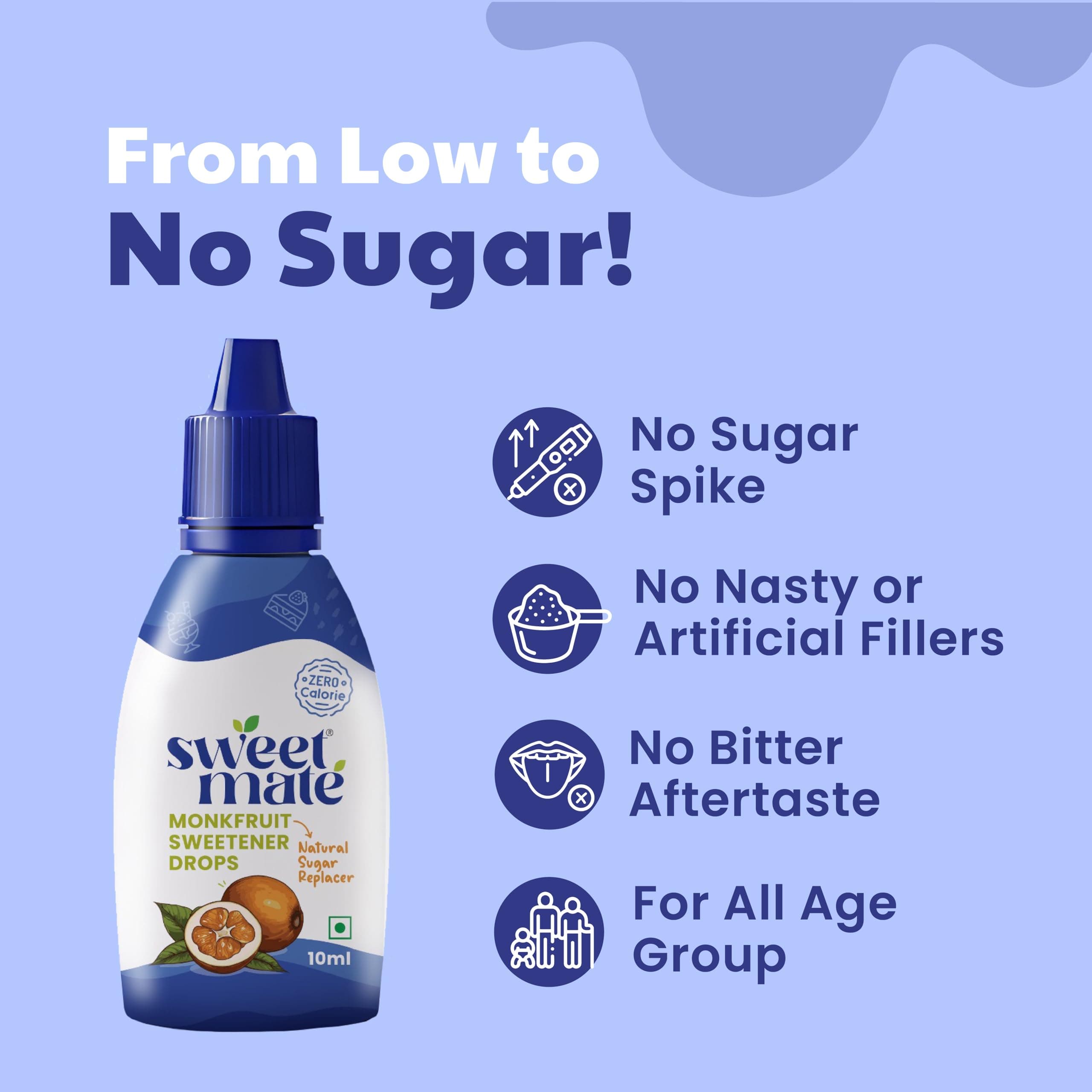 Sweetmate Monk Fruit Drops - 10ml | 1:1 Natural Sugar Replacer | Zero Calories, Diabetic & Keto Friendly | Tastes Just Like Sugar | Ideal for Tea, Coffee, Baking & Cooking — image 4