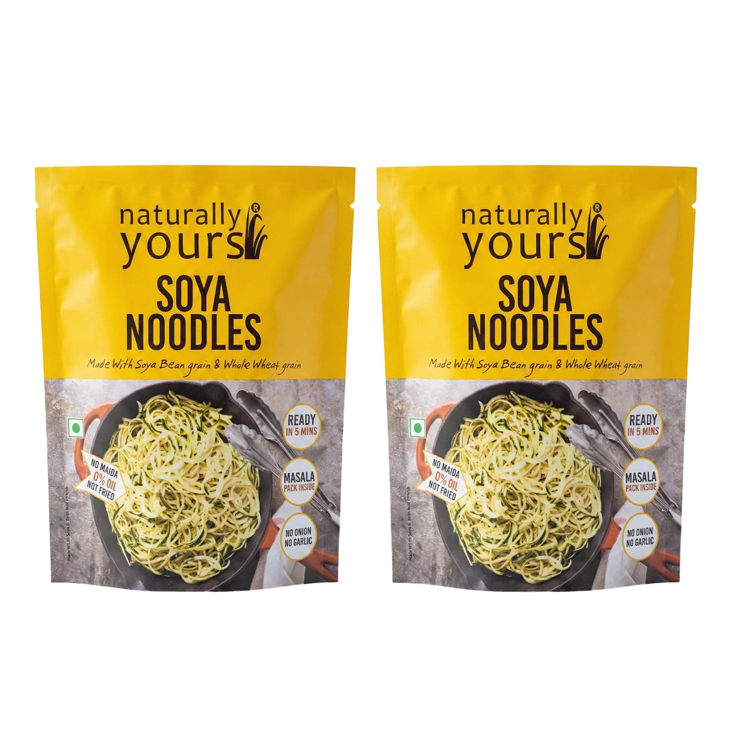 Naturally Yours Soy Hakka Noodles | Soybean & Wheat Protein | No Maida, No Onion No Garlic, Jain Friendly, Vegan, Preservative Free, No MSG | High Protein & Fiber | Tastemaker Inside | 180g Pack of 2 — image 2