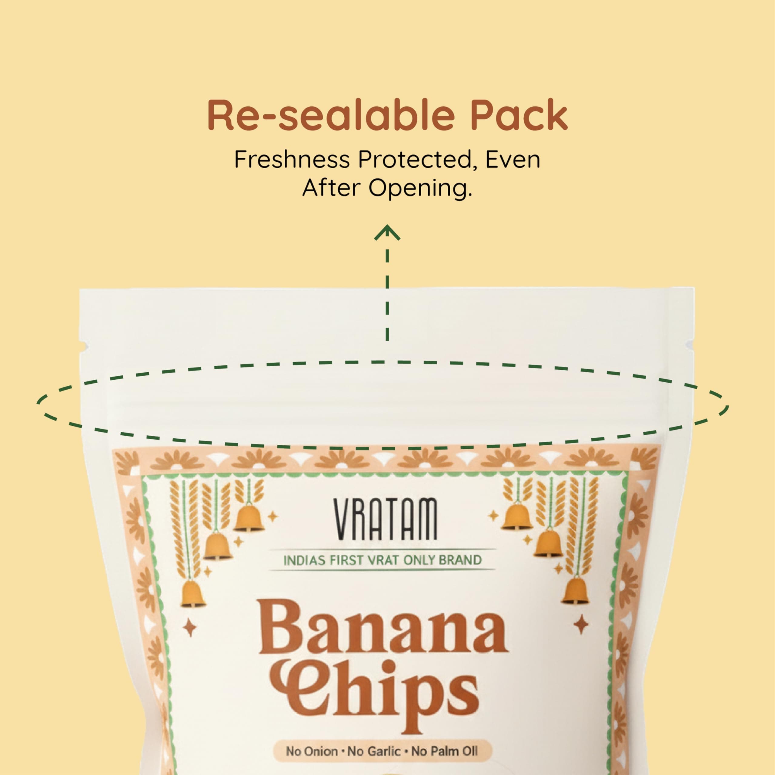 Vratam Banana Chips | Thinnest Fasting Wafers for Navratri | Pure Vrat Friendly Sendha Namak Banana Chips | No Onion No Garlic No Palm Oil | Healthy Jain Friendly Snacks Namkeen | 110G (pack of 1) — image 5