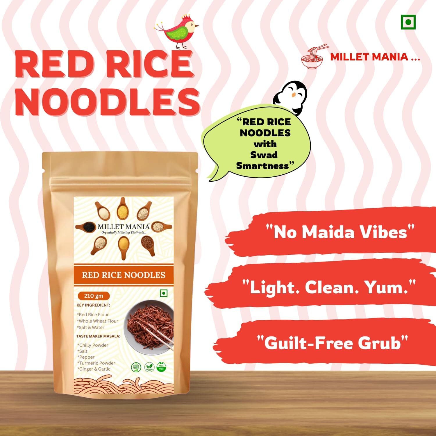 Millet Mania Red Rice Millet Noodles | Healthy And Delicious | Vegan | Indian Origin (Pack of 1) — image 4