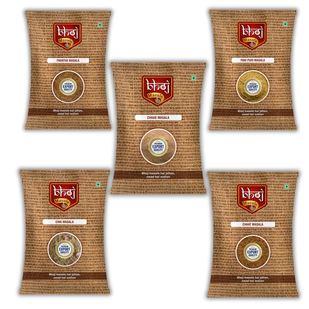 Bhoj Masale Chai, Chaas, Chaat, Paratha And Panipuri Masala Powder Combo Pack 100GM Each | Top Up Masale For Kitchen. No Colour No Preservatives No Onion No Garlic (Jain Masala) — image 2