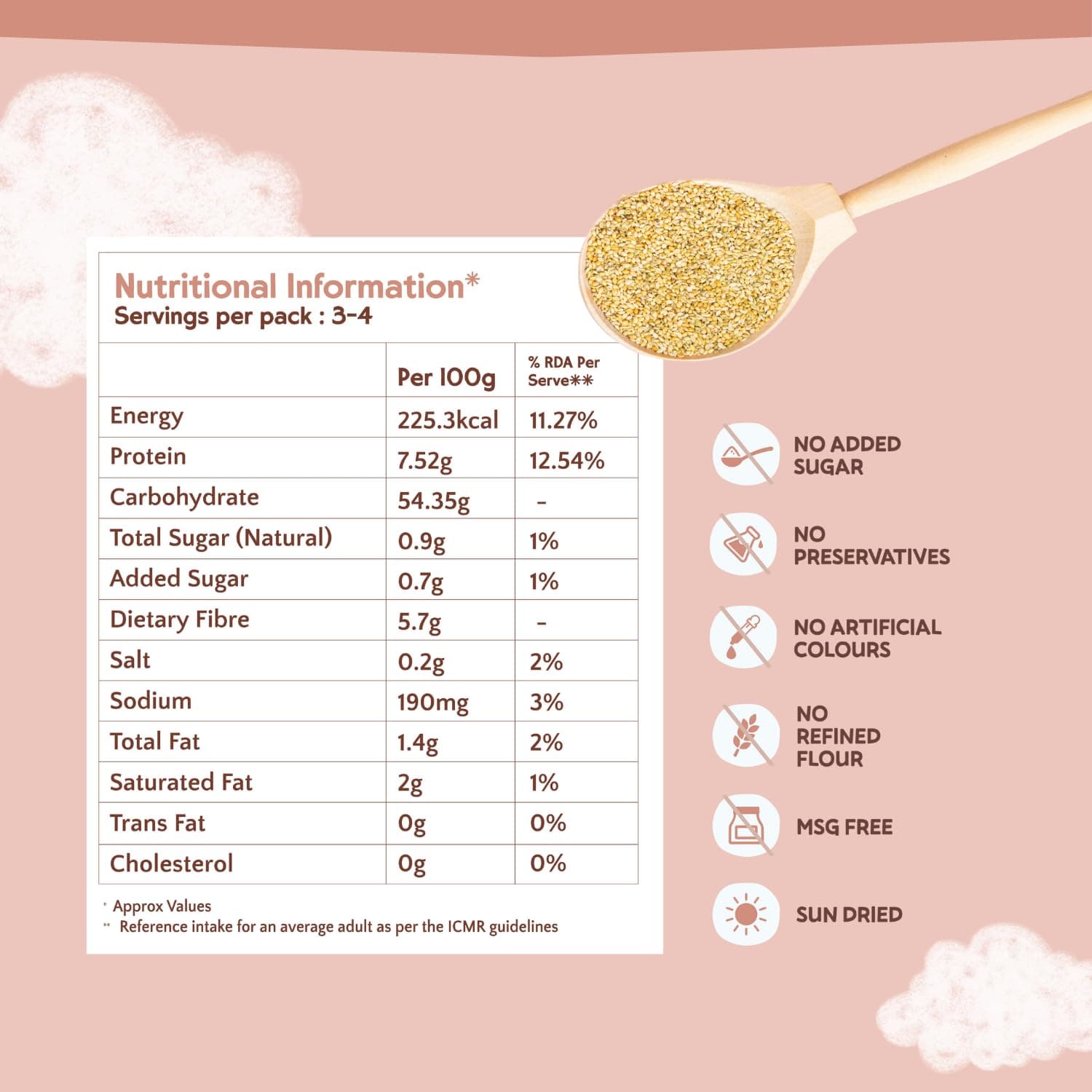 Amaranth Millet Noodles - Pack Of 2 (180gm each) | 100% Sun Dried, Non-Fried Vegan Noodles | High in Fibers, Minerals and Antioxidants | Lactose-Free, No Maida, No MSG, No Preservatives — image 3