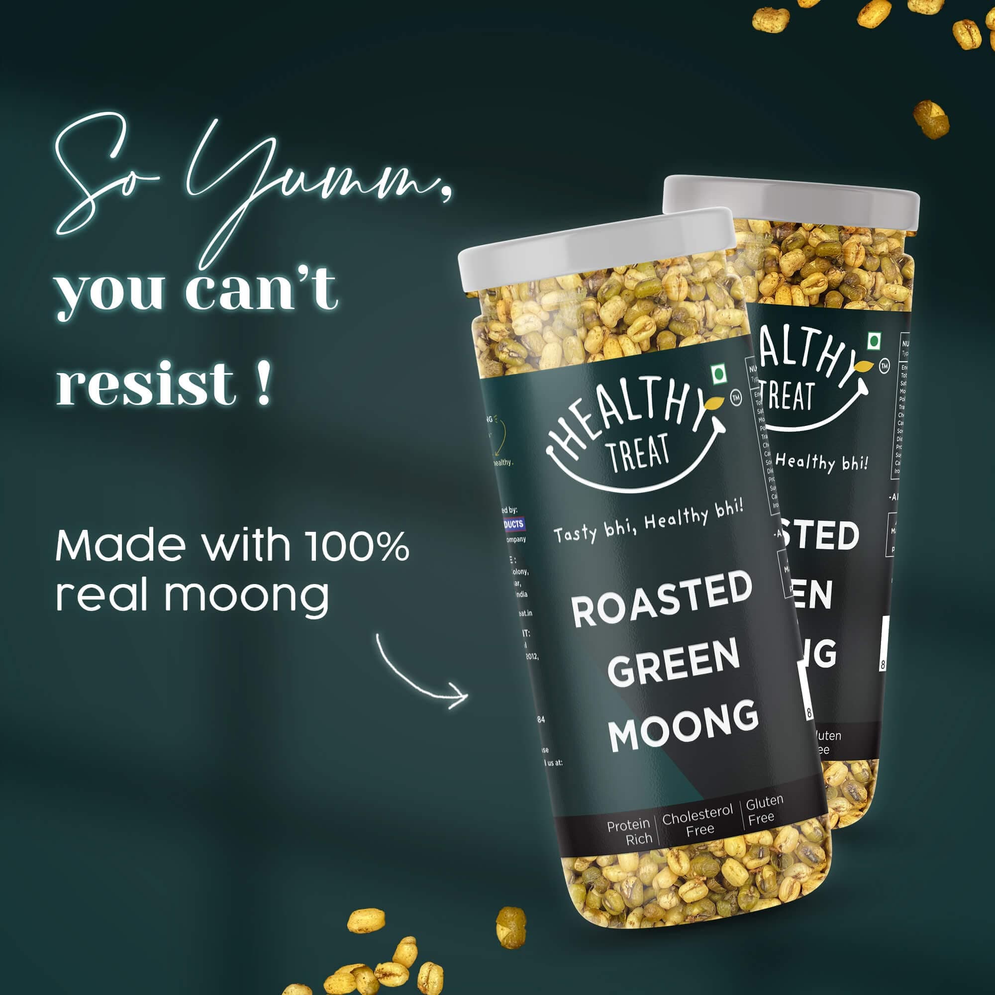 Healthy Treat Roasted Solid Moong 300 gm (Pack of 2-150 gm each) | Spicy Masala Moong | Healthy Roasted Snacks | Protein Rich Snack | Roasted Oil-Free Namkeen | Gluten Free — image 8