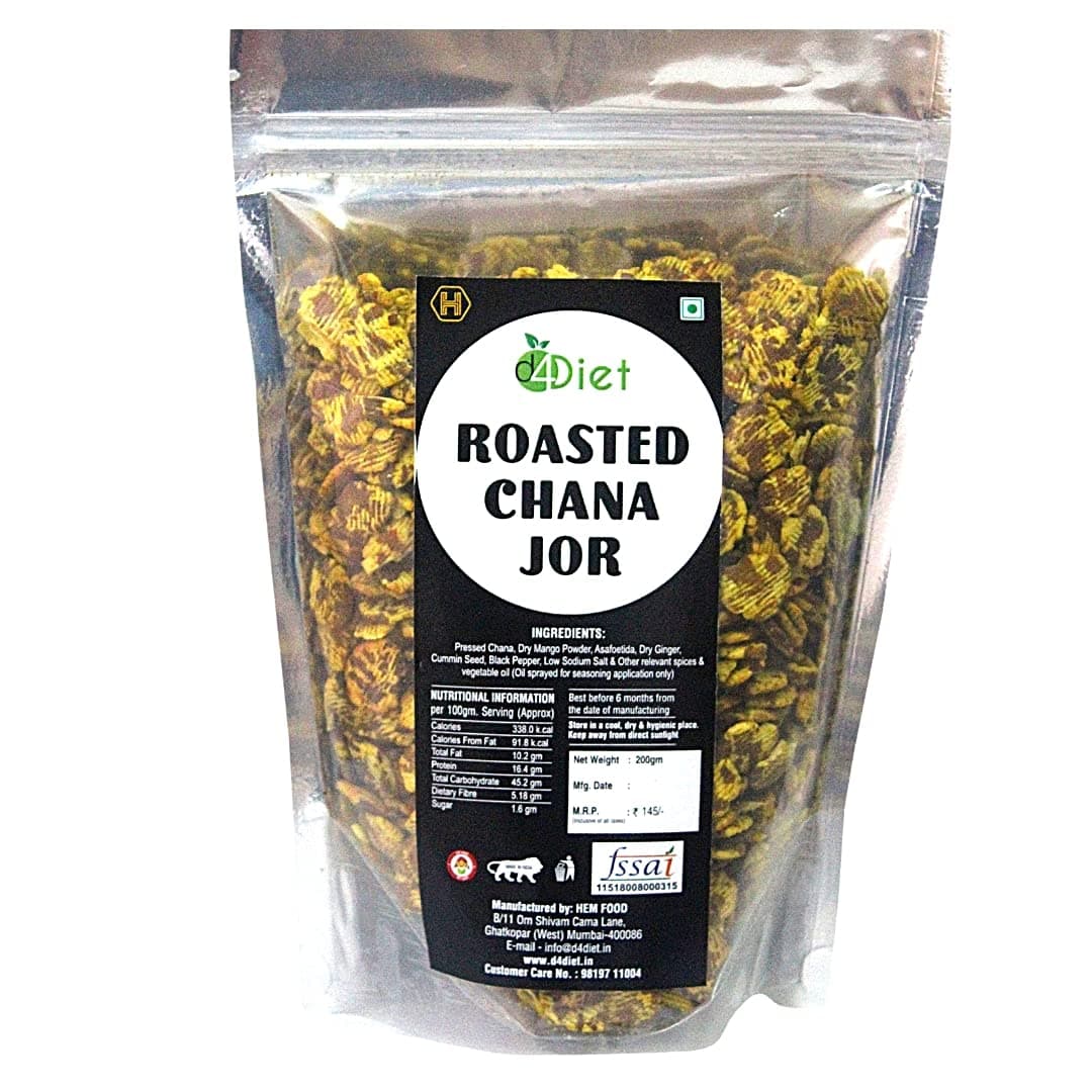 D4Diet Roasted Chana Jor, 200g / Soft Textured, Protein Rich, Gluten Free, Vegan snack/Healthy Namkeen/Roasted Namkeen — image 5