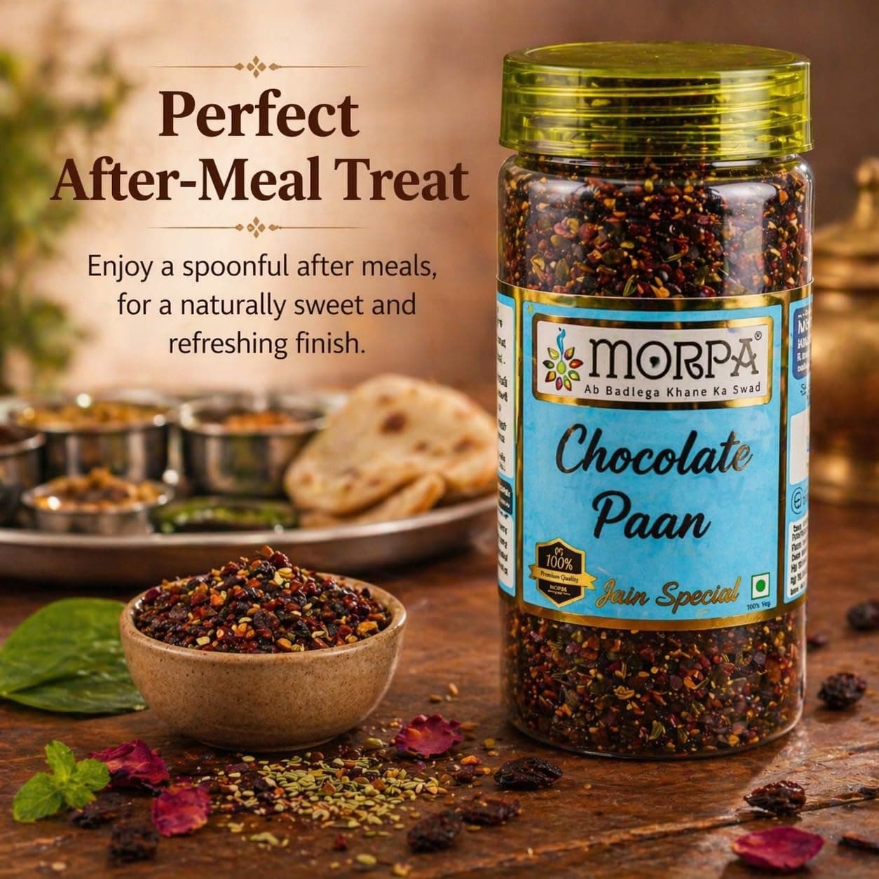 MORPA Meetha Paan Mix Mouth Freshener Premium Saunf Sugar Coated Seeds and Dry Fruit Blend Refreshing After Meal Mukhwas Long Lasting Freshness 100% Veg — image 3
