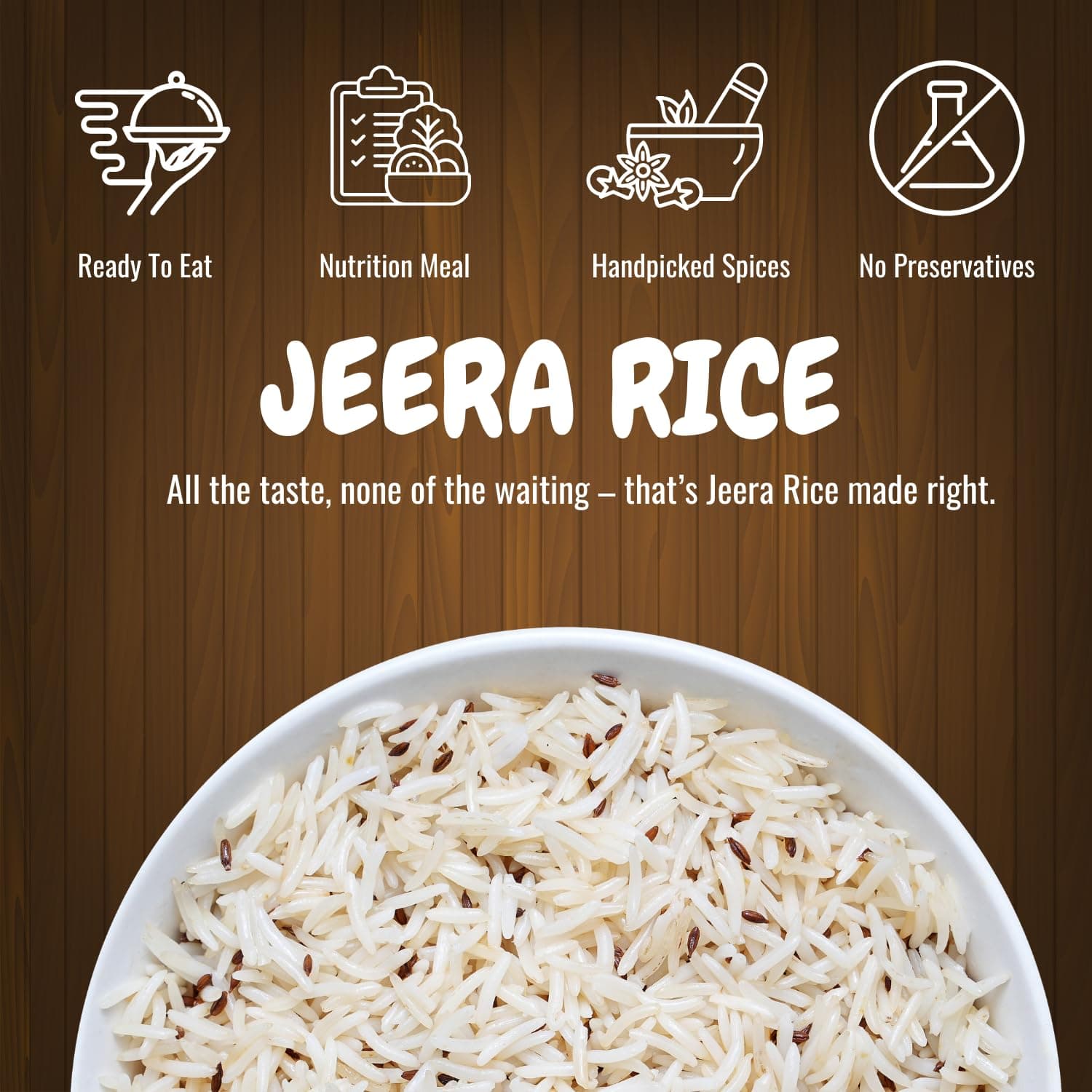 Indidoz Jeera Rice Ready to Eat | Fragrant Basmati Rice Cooked with Cumin Seeds | Authentic Indian Flavoured Rice | Heat & Eat Meal | No Preservatives | 200g — image 4
