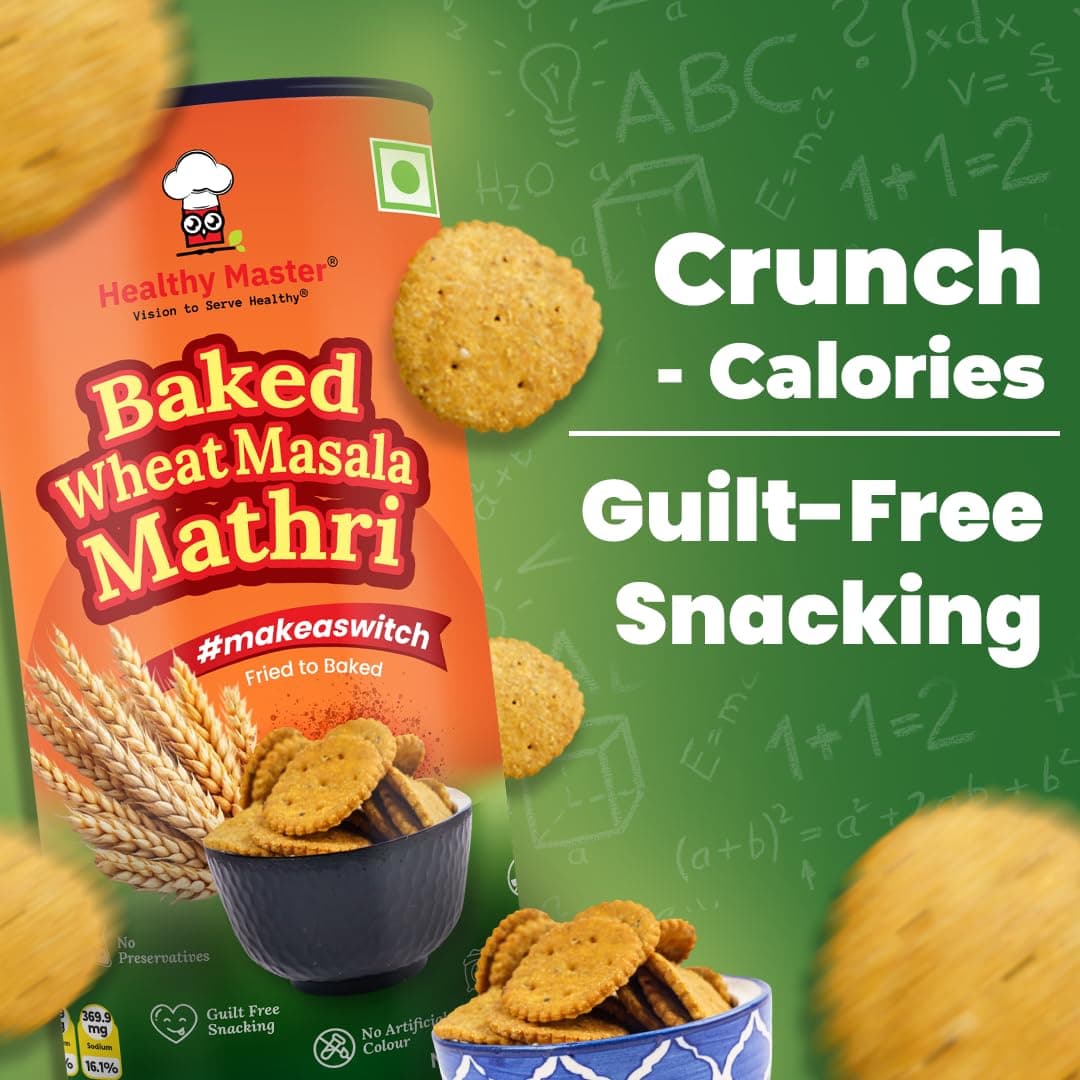 Healthy Master Baked Wheat Masala Mathri 250g | No Maida | No Palm Oil | Crispy Crunchy Healthy Snack | 100% Wheat | Namkeen Mathi — image 9