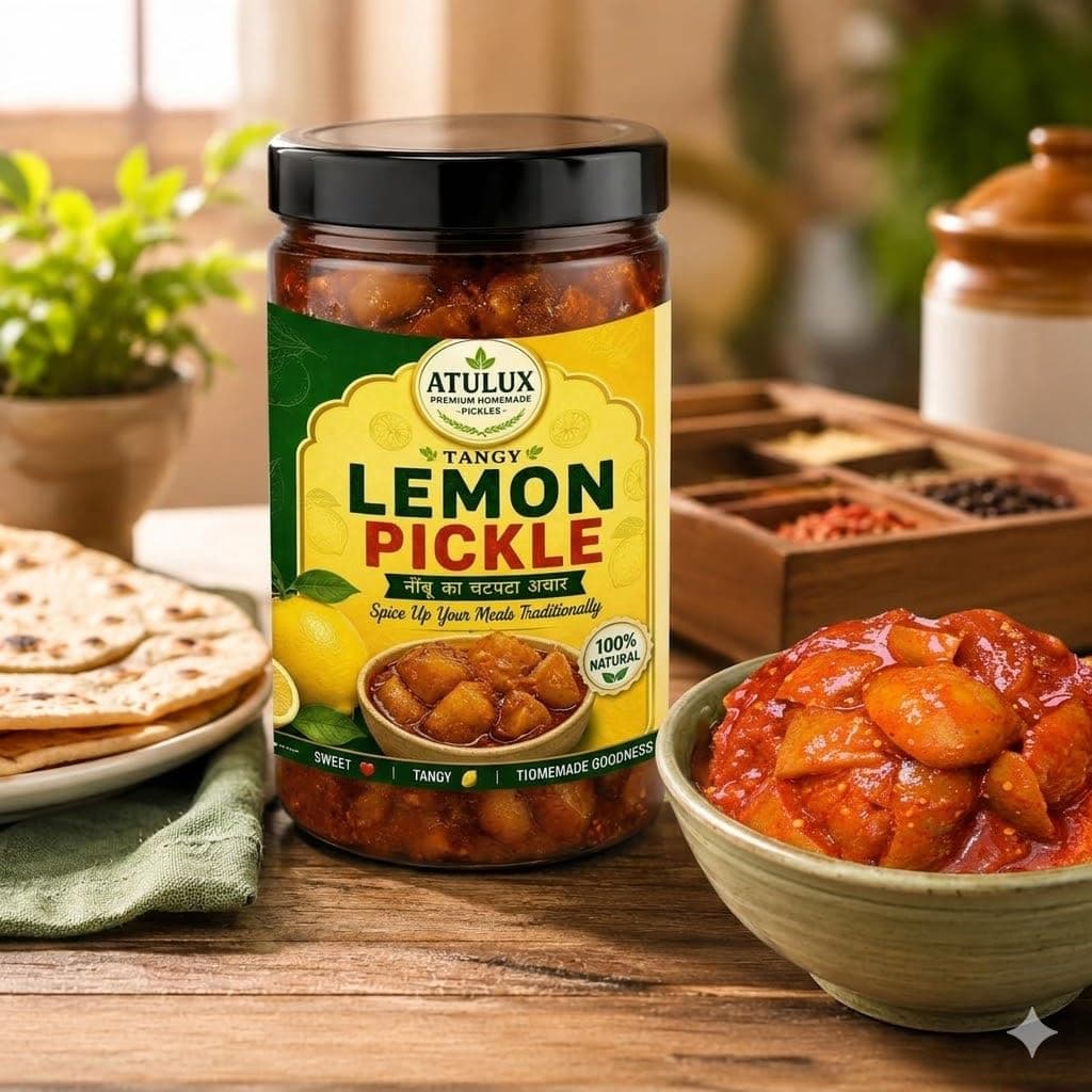ATULUX Lime Pickle 1Kg, Traditional Nimbu Achar, Spicy Tangy Homemade Style, Oil Free, No Onion No Garlic Pack of 2 (500g Each) — image 7