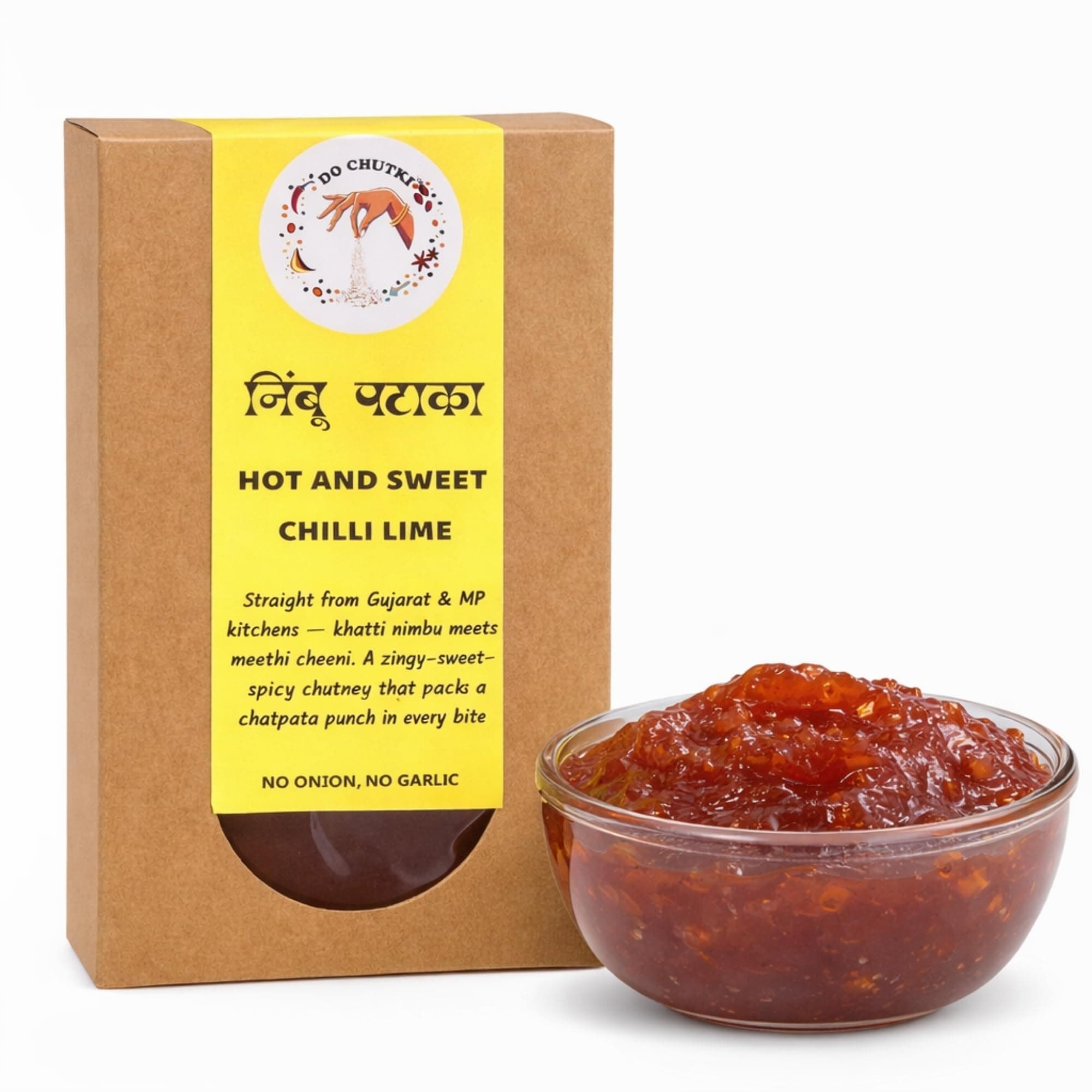 Do Chutki Nimbu Pataka - Hot & Sweet Chilli Lime Chutney 200g | Khatta Meetha Sweet Lemon Chunda Chatni | Meethi Chutney | No Onion No Garlic