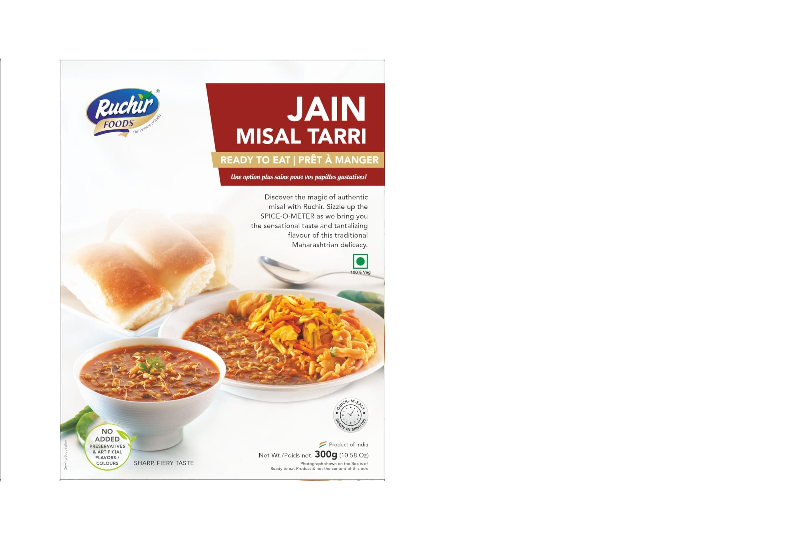 Ruchir Foods Jain Misal Tarri, Ready to Eat Maharashtrian Brunch, Sharp Fiery Taste, 300g — image 3