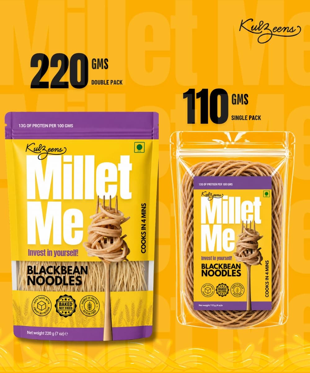 Millet Me by Kuizeens Black Bean Noodles - 220g (Pack of 4) | High-Protein & Fiber-Rich | Gluten-Free Delight | Easy-to-Make | No MSG | No Preservatives | Ready in Minutes | Jain | No Onion & Garlic — image 4