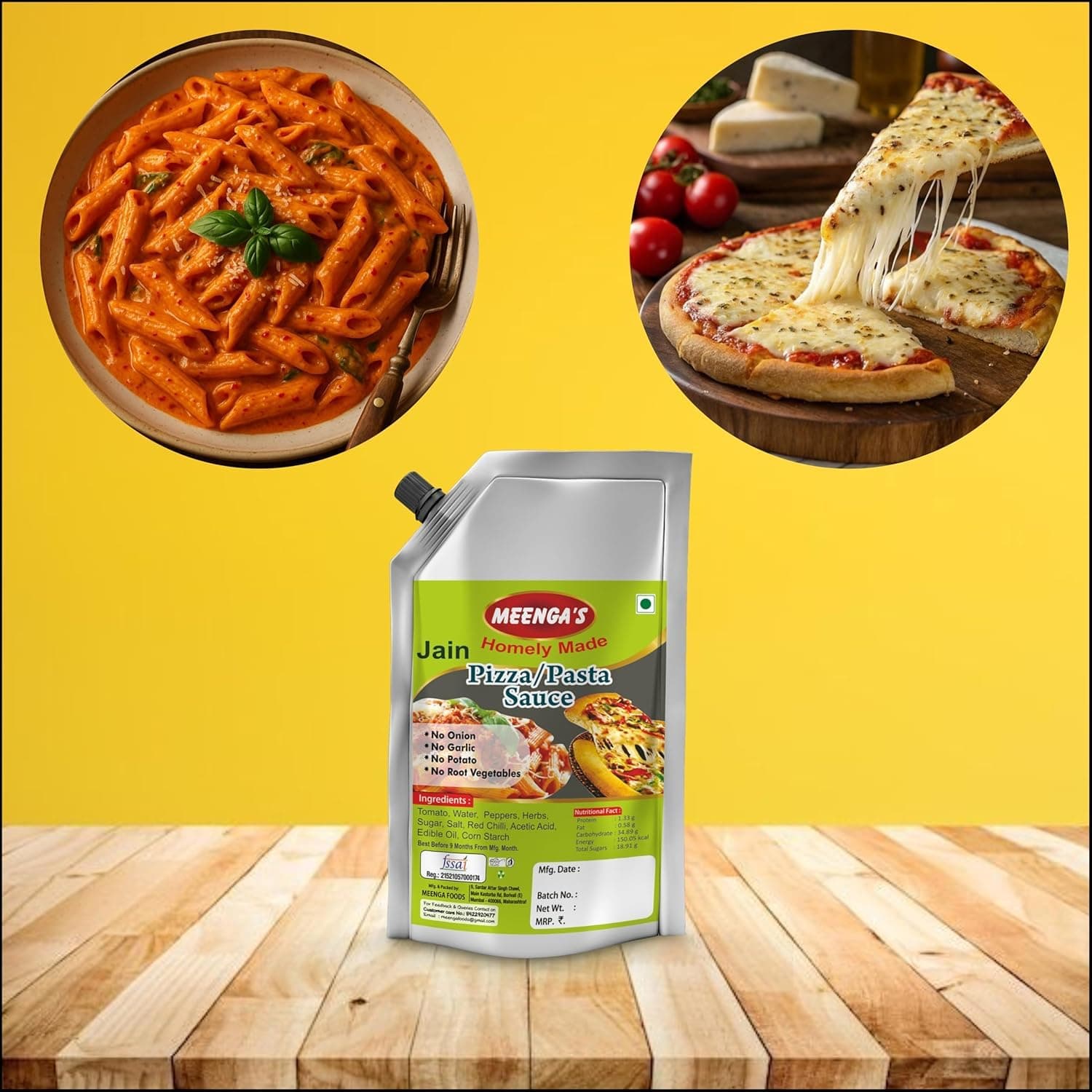 MEENGA’S Jain Schezwan Chutney & Jain Pizza Pasta Sauce Combo – 250g Each | No Onion No Garlic | 100% Veg | Ready-to-Eat Indo-Chinese & Italian Sauces for Momos, Noodles, Pasta & Snacks — image 5