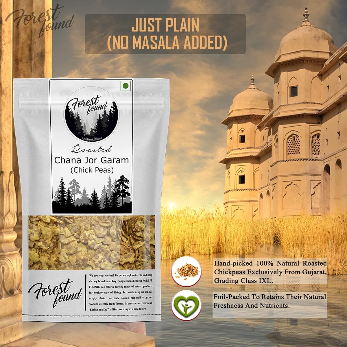 Forest Found Vacuum Roasted Black Chana Jor Garam (250g) – 100% Oil-Free & Gluten-Free Namkeen | No Salt & No Masala | Low-Fat Diet Snack for Weight Loss — image 3