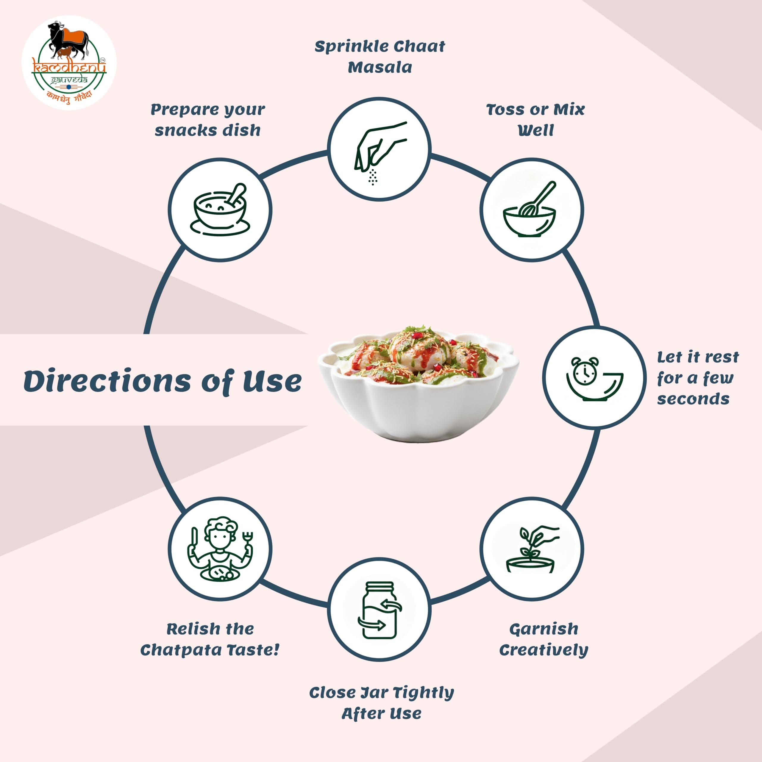 Satvik Sanatani Swaminarayan Jain Vegan Chatpata Chaat Masala 350g | Cumin, Coriander, Pudina, Pink & Black Salt | No Onion No Garlic | No Preservatives | FSSAI Certified | Glass Jar with Steel Cap — image 4