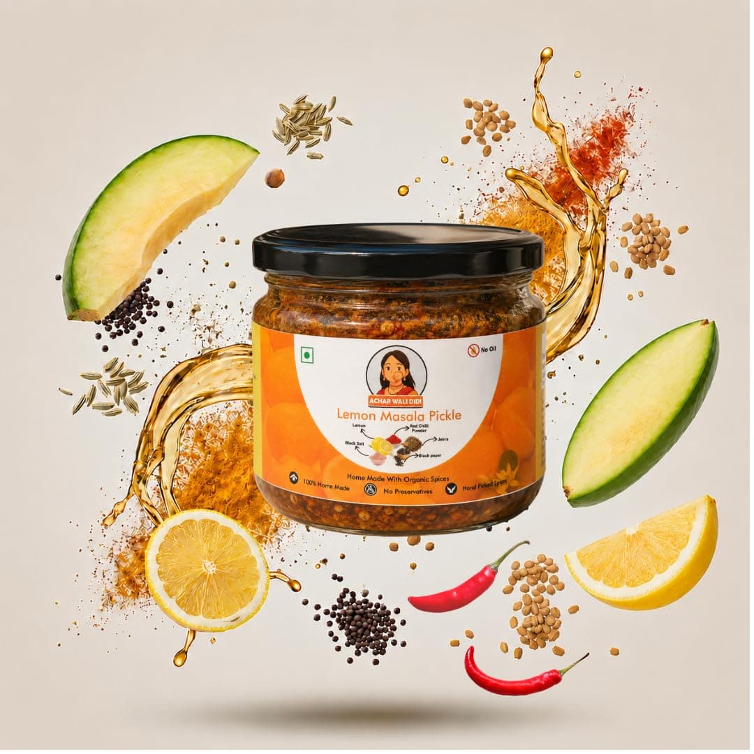 Achar Wali Didi Lemon Masala Pickle in Fresh | Indian Homemade Nimbu ka Achar with No Onion & Garlic | Sour and Salty Oil-Free Pickle | Traditional Didi's-Style Recipe | Organically Processed (300g) — image 7
