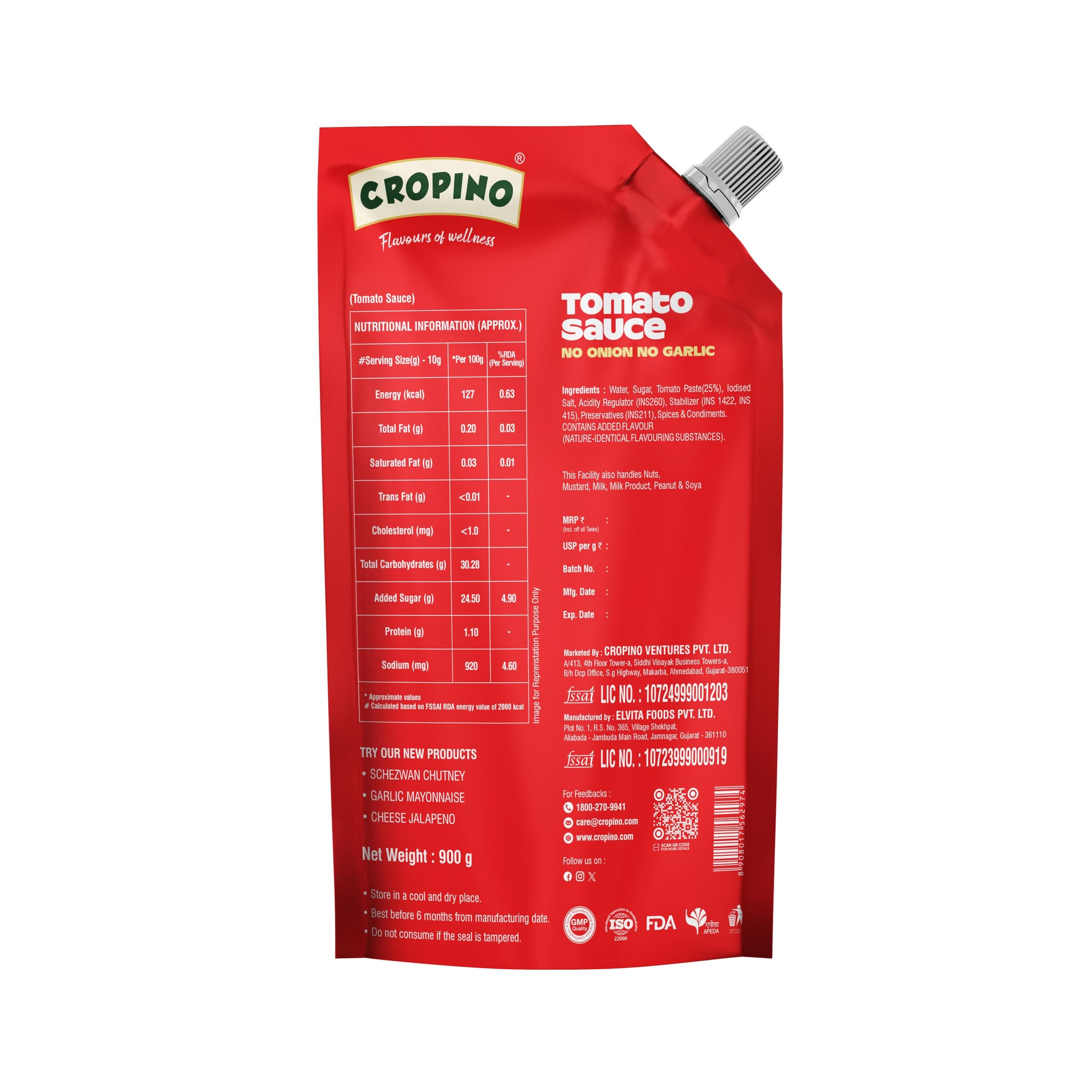Cropino Tomato Sauce | Ketchup No Onion No Garlic 900 G — image 8