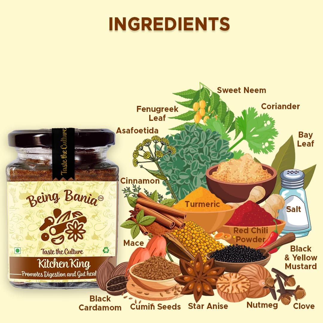 Being Bania Kitchen King Masala, 100g | 100% Natural Spices Mix | No garlic or onion | No MSG | Kitchen masala powder | Exotic Indian Masala Spices | King Masala — image 3