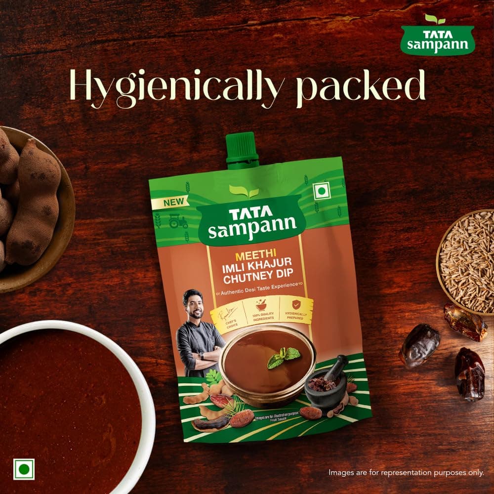 Tata Sampann Meethi Imli Khajur Chutney Dip, Made with Tamarind & Dates, Sweet & Tangy Flavour, Ready to eat, Pairs Well with Chaats & Snacks, Quality Ingredients, Hygienically Prepared, 200 g — image 5