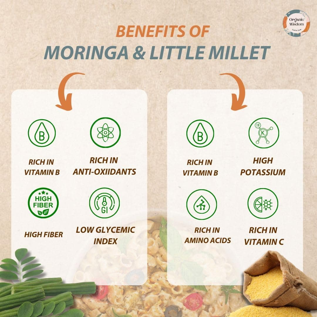 Organic Wisdom-Back to Roots Moringa Little Millet Macaroni, 180 g | Millet Pasta | No Maida, No MSG, No Refined Oil |Rich in Vitamin B & Antioxidants | No Maida, No MSG — image 5
