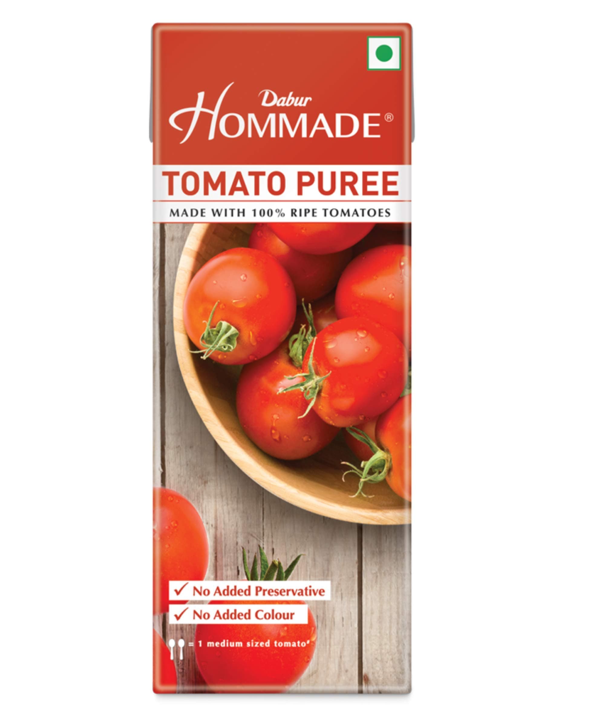 Dabur Hommade Tomato Puree : Made from 100% Ripe Tomatoes with No Added preservatives - 200 gm