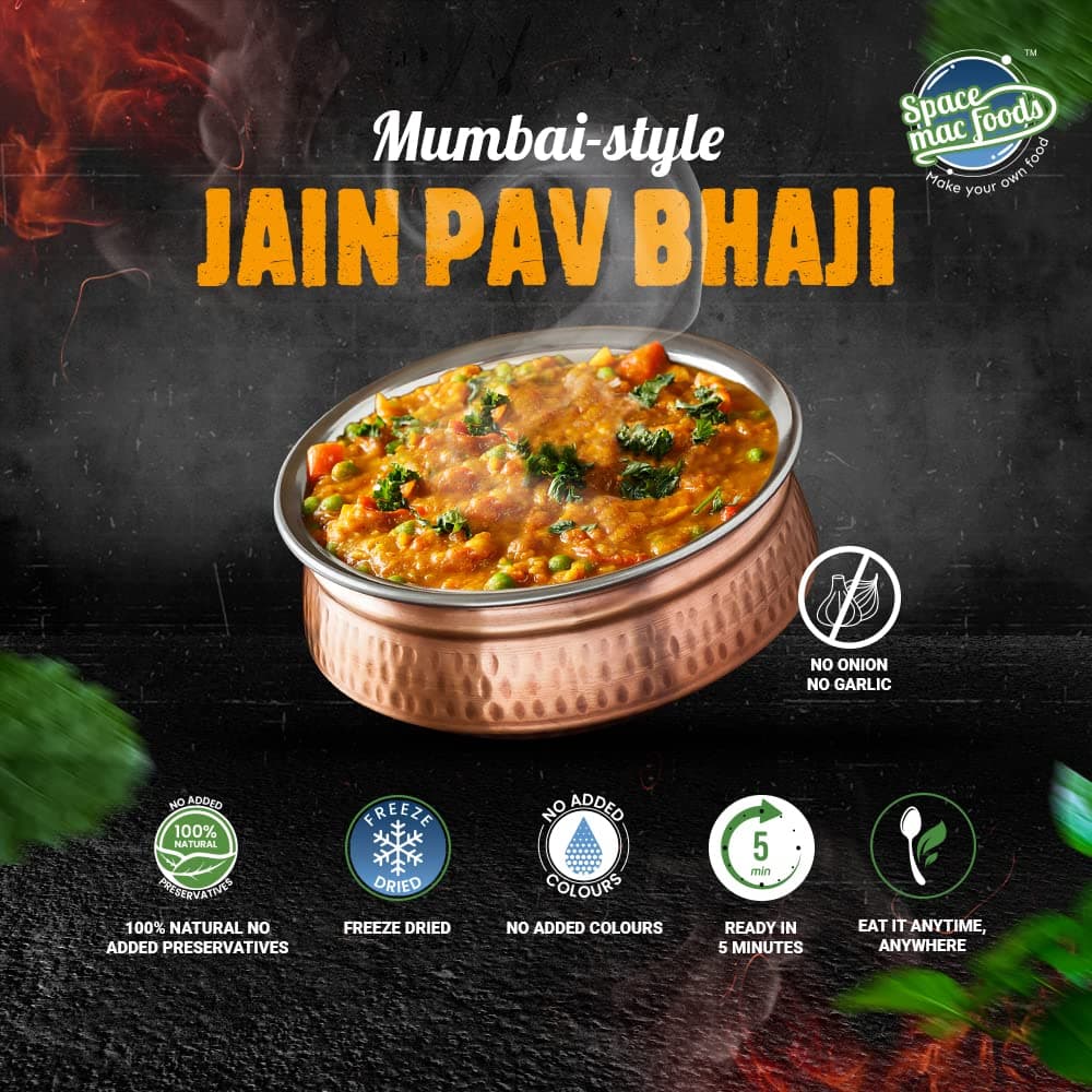SPACEMAC FOODS Freeze Dried Jain Pav Bhaji Ready to Eat, Instant Mix, 60 Gram — image 4