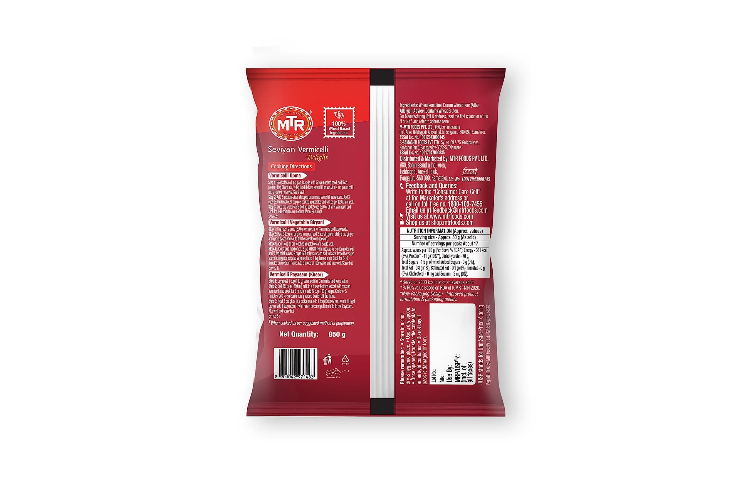 MTR Vermicelli Delight - 850 gm,Vegetarian — image 2