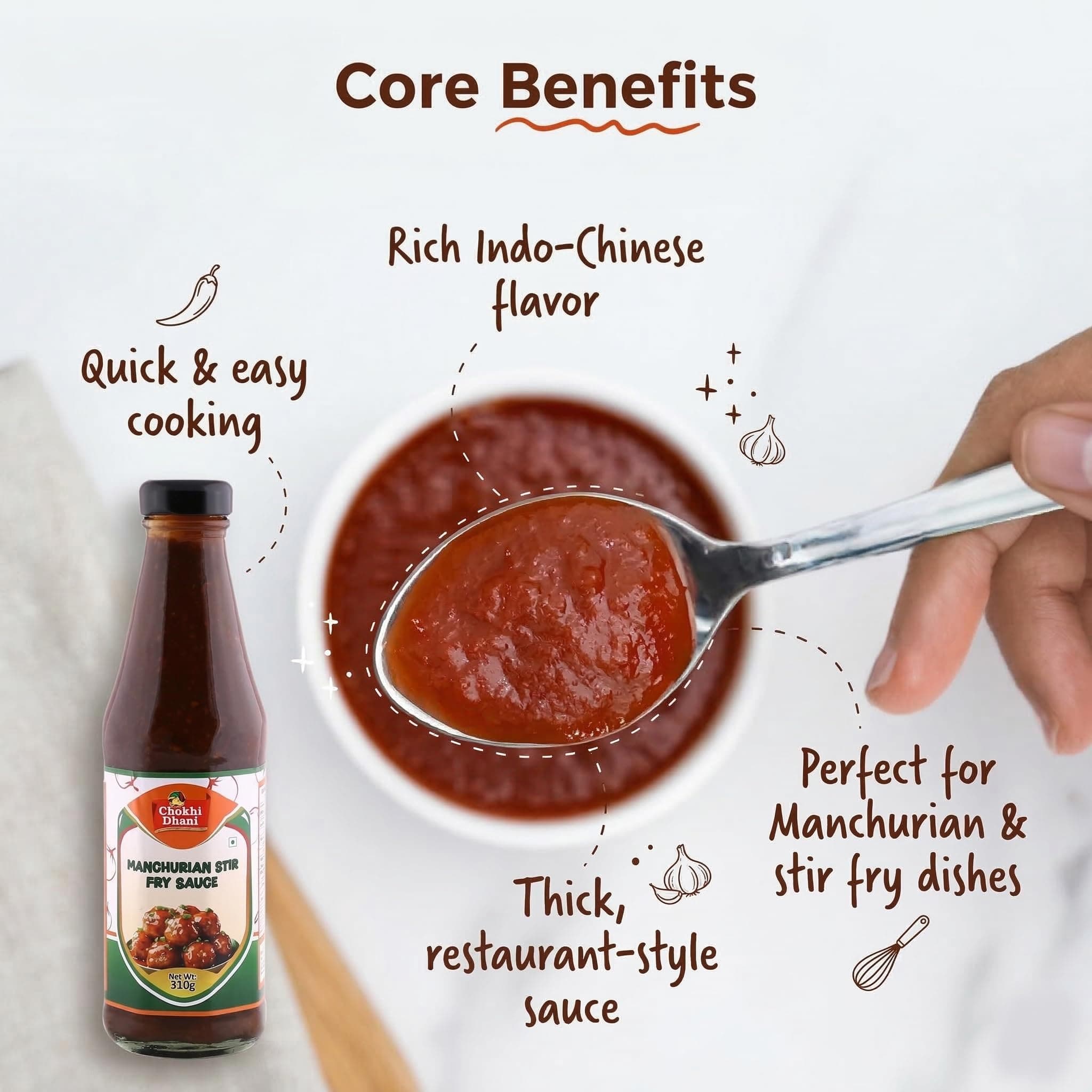 Chokhi Dhani Manchurian Sauce 310g | Indo Chinese Stir Fry Sauce | Cooking Sauce | Restaurant Style Manchurian Flavour — image 4