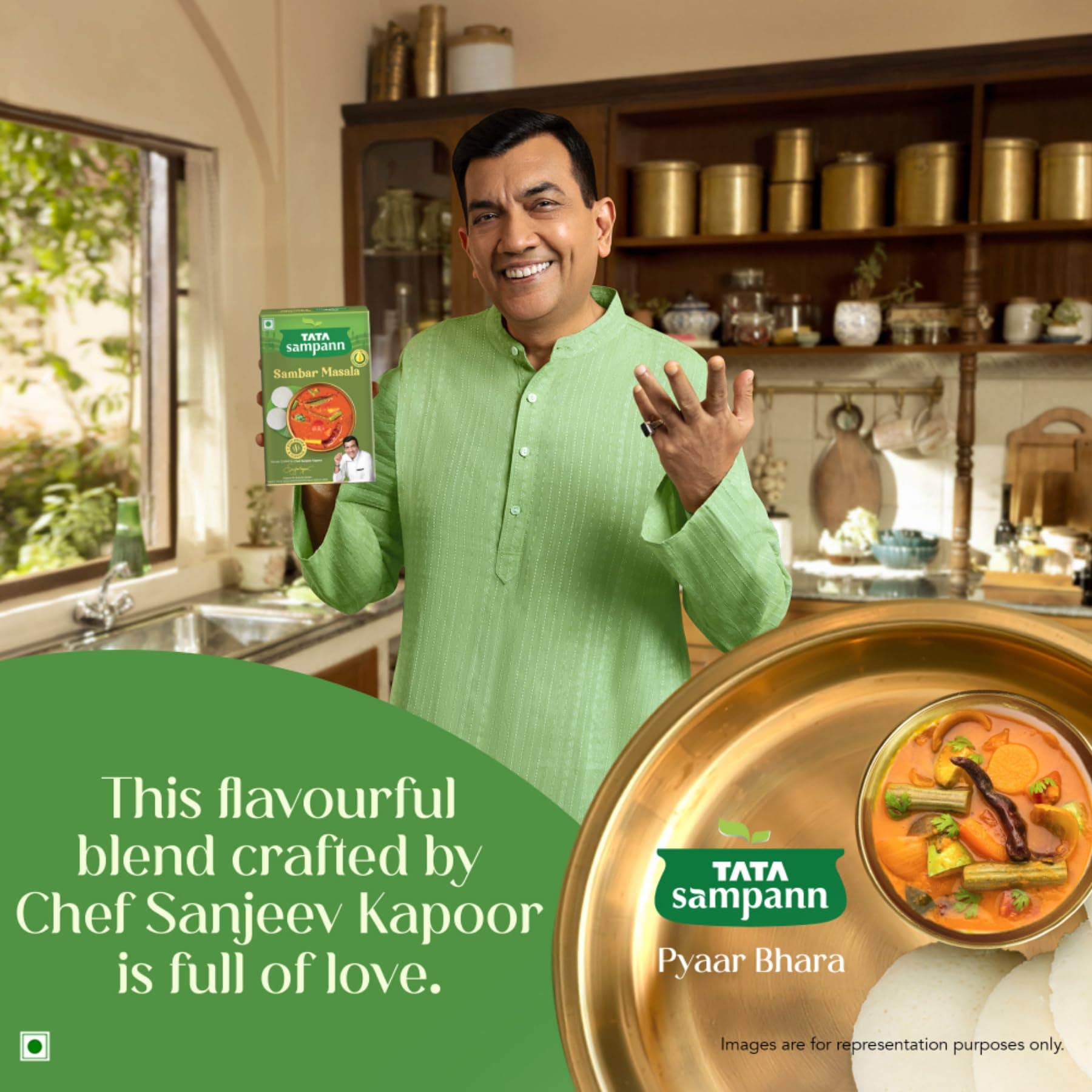 Tata Sampann Sambar Masala Powder with Natural Oils, 45g, Crafted by Chef Sanjeev Kapoor, With Chef’s Exclusive Tip, Rich Aroma & Flavour — image 2